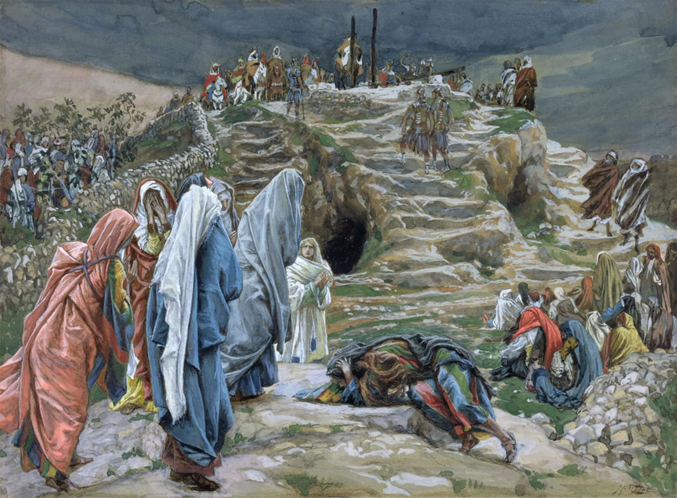 POSTERIIk Vintage Art Print Images Pictures Print the Holy Women Stand Far off Beholding What Is Done by Jacques Modern Colour Posters for Office Home Decor 60x90cm