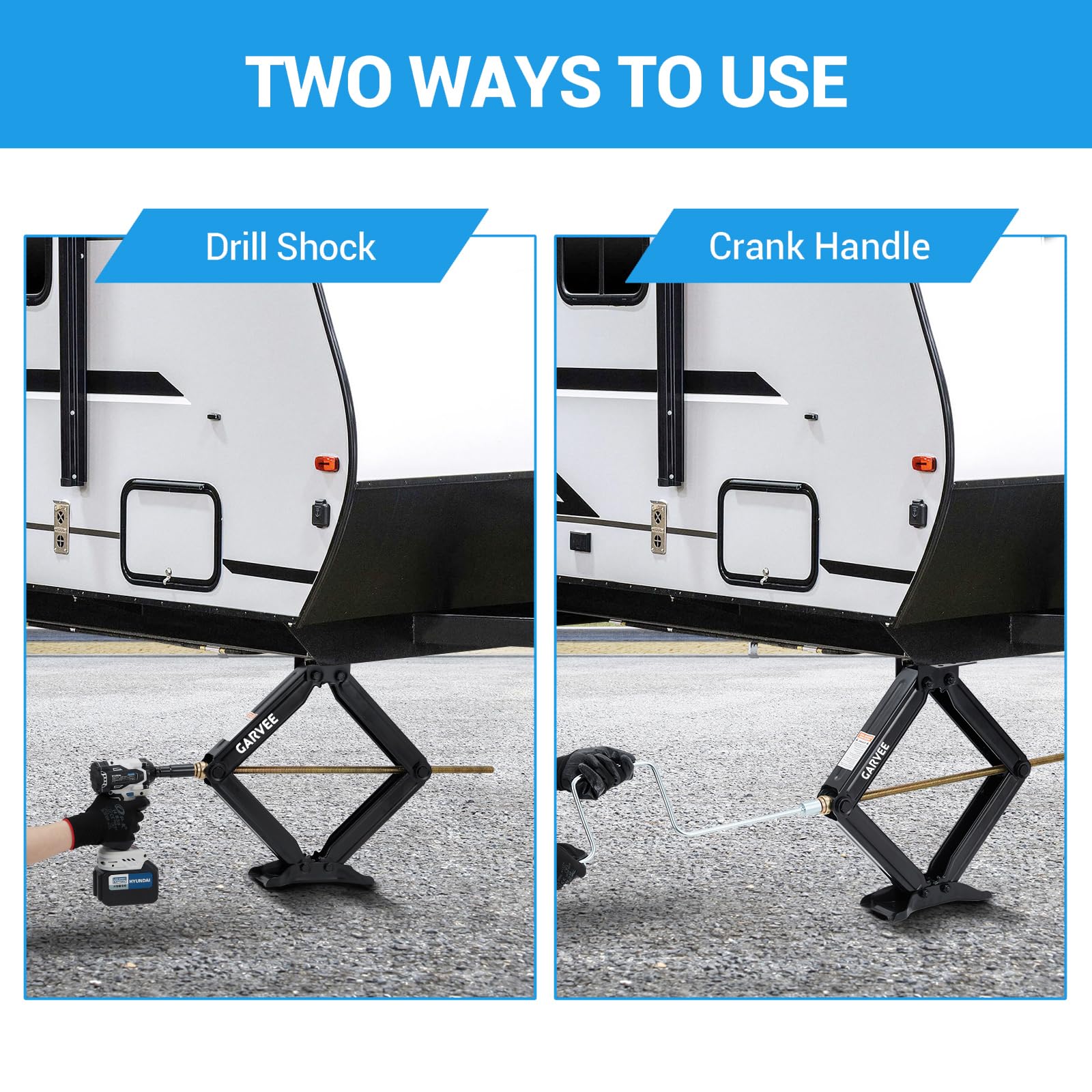 Cric a forbice da 24" per auto, stabilizzatore di livellamento con capacità di carico 7500 libbre e manovella, cric stabilizzatore per camper con altezza regolabile da 10-61 cm, in acciaio verniciato