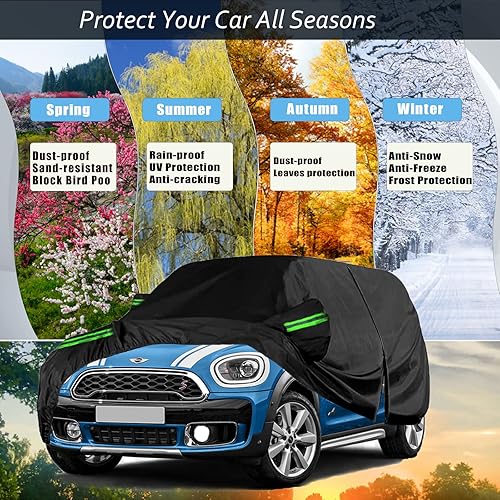 Miniatura 4 de Funda impermeable para auto Mini Cooper ClubmanCountrymanAll 4 210T 6 capas ajuste personalizado para interiores y exteriores con cremallera de
