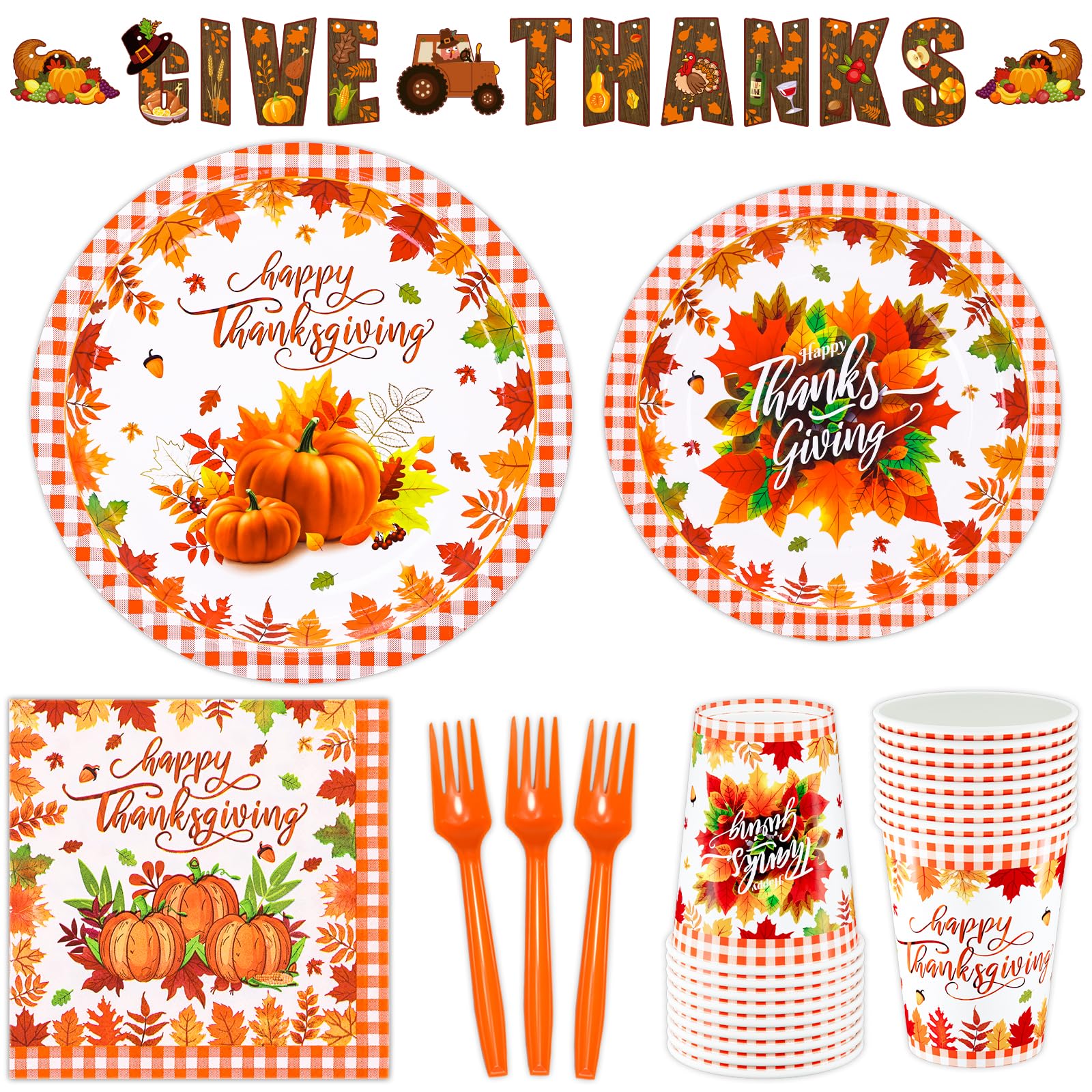Set De Vaisselle Jetable Citrouille – 52 Pièces Pour 16 Personnes – Thème Automne, Halloween, Thanksgiving