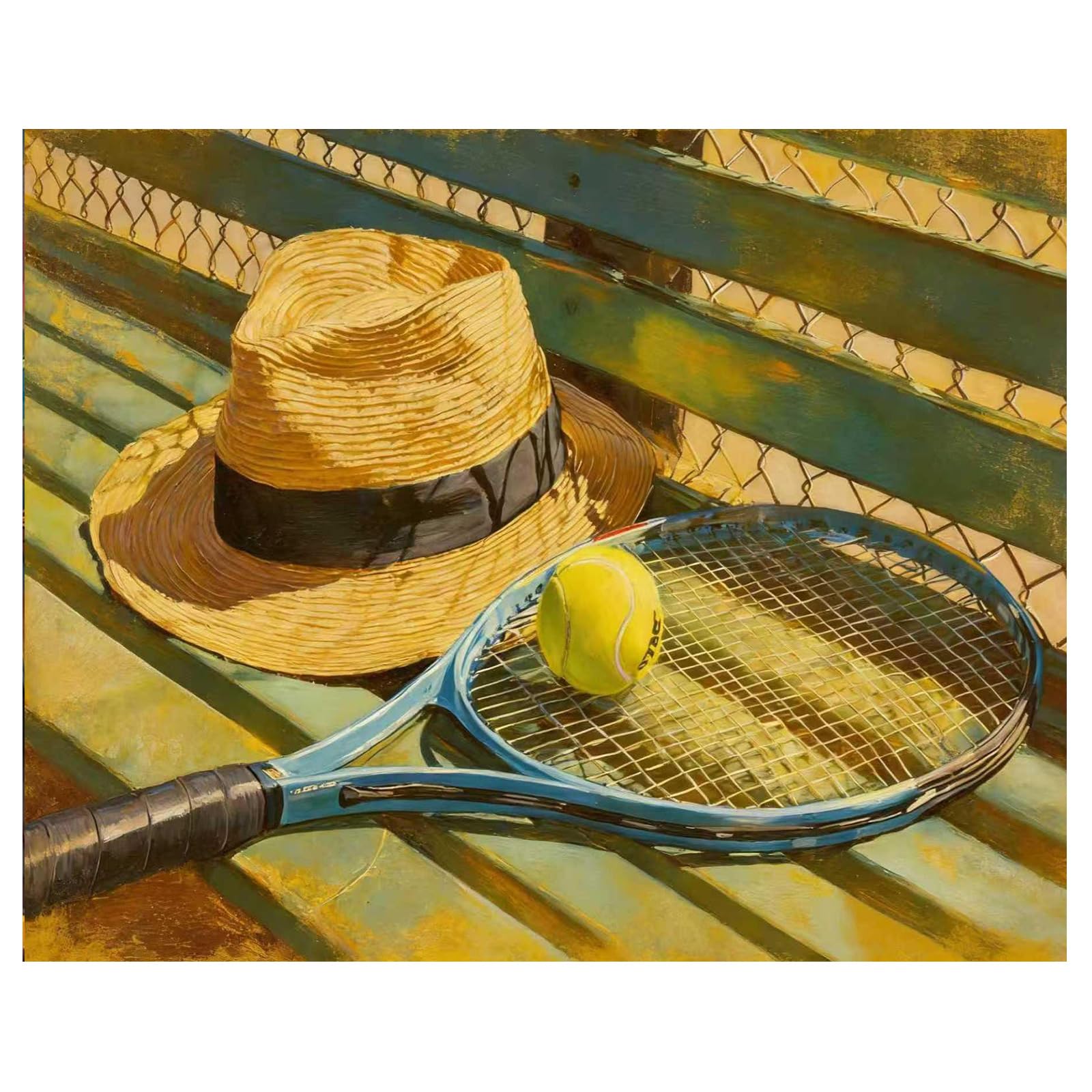 Mafenr Art Tennis Paint by Numbers for Adults, Tennis Paint by Numbers Adults, Painting by Number Canvas for Gifts and Wall Decoration 16x20Inch/40x50cm