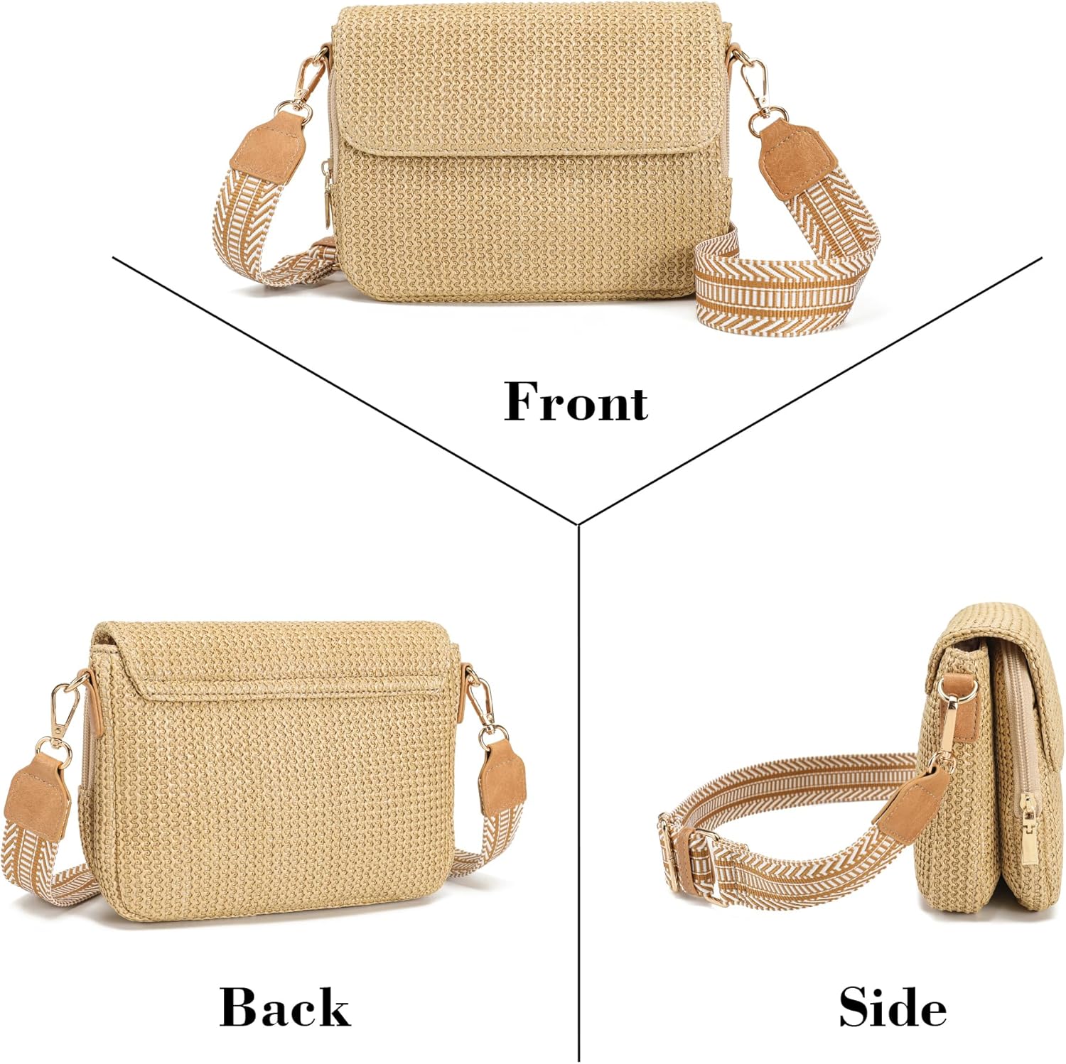NEICOA Small Faux Straw Purses for Women Raffia Beach Purse Crossbody Bag for Women Vacation Summer Travel - Image 7
