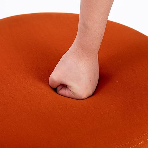 Miniatura 9 de Voohek Silla de descanso moderna de terciopelo naranja taburete de escritorio retro de mediados de siglo con patas de metal cojín suave sillón