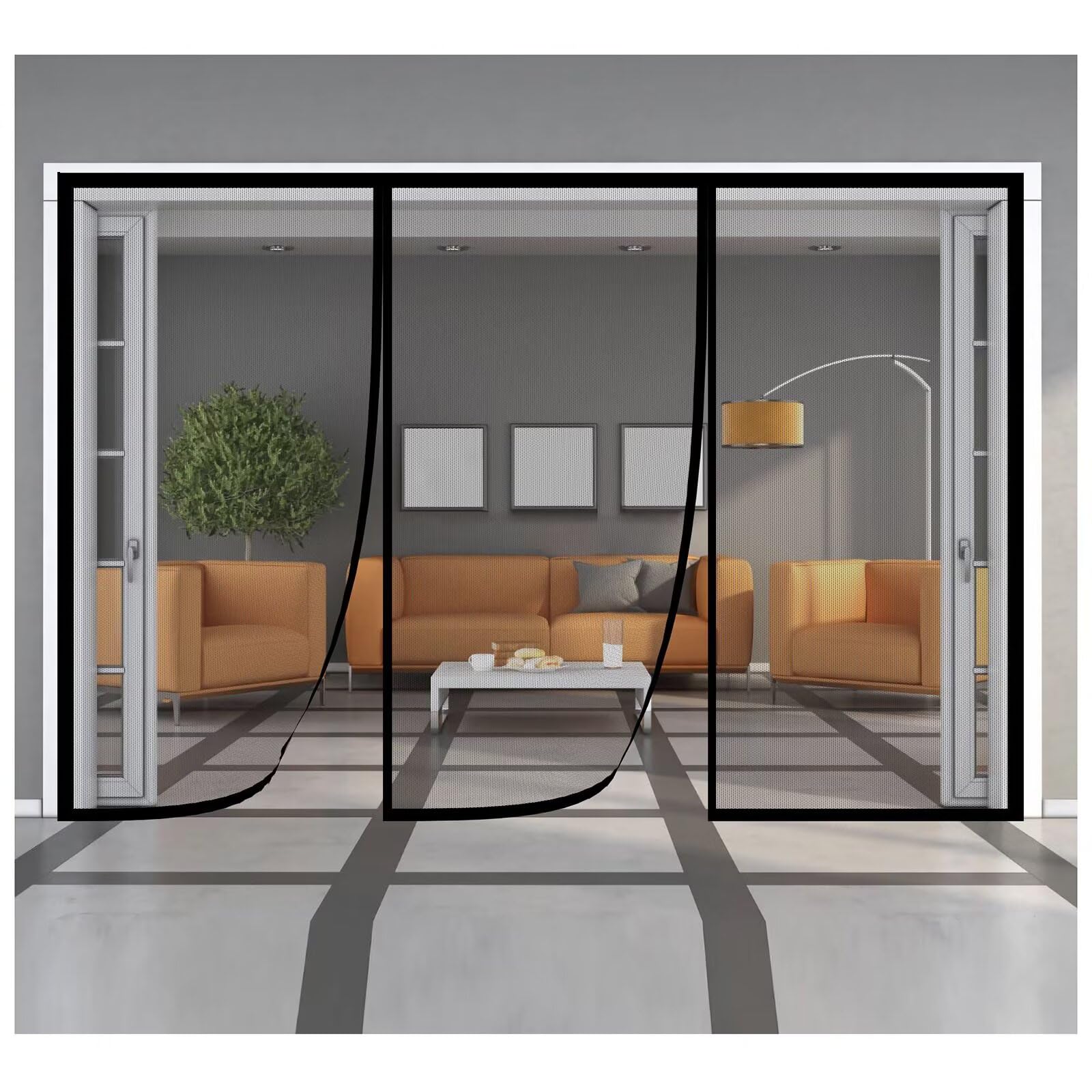Moustiquaire Porte Fenetre, 300x215cm Moustiquaire Fenetre Magnetique, Rrideau Anti Mouches pour Porte Exterieur/Couloirs/Patio Installation facile sans percer,noir