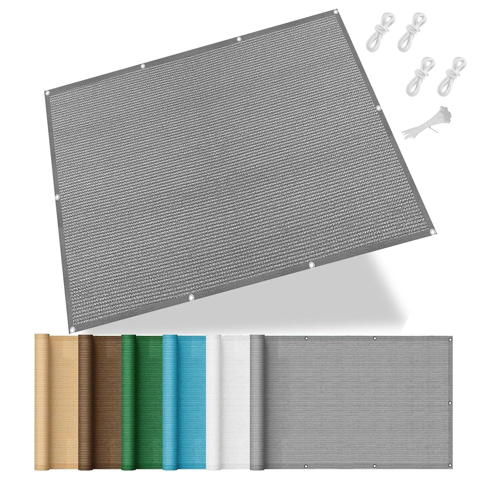 Filet d'ombrage gris 500x550 cm avec corde pour protection terrasse et jardin