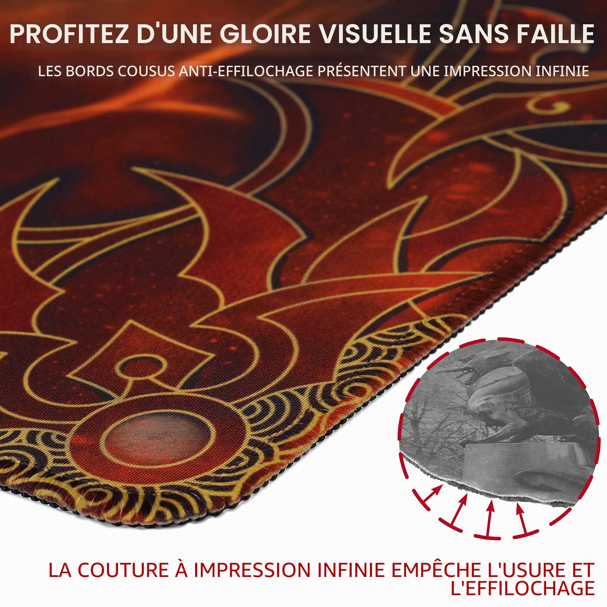 ENHANCE TCG Playmat - Tapis De Jeu De Table avec Bords Cousus, Surface Lisse Et Pochette De Voyage À Cordon - Compatible avec MTG, Yugioh, Pokemon, Lord of The Rings Et Autres TCG Et LCG - Flammes