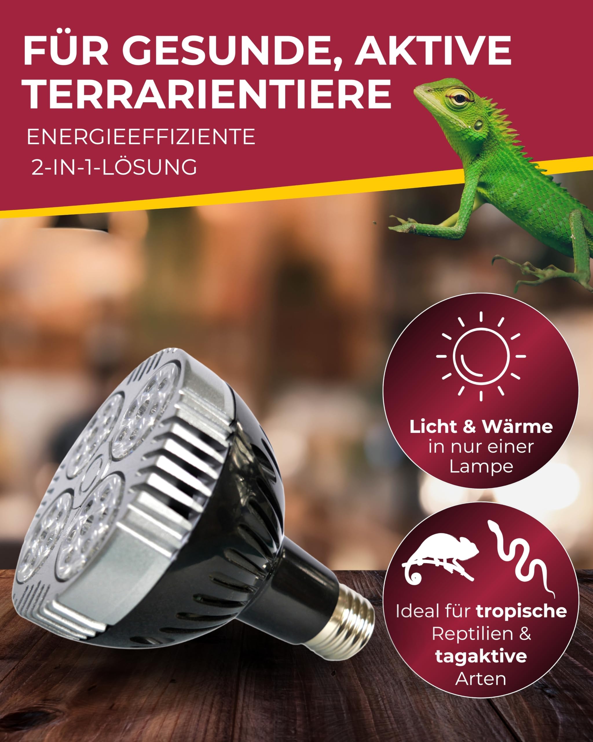 HOBBY Terraristik Power & Heat LED Strahler 35 W Terrarium Wärmestrahler LED-Lampe Wärmelampe Reptilien Amphibien
