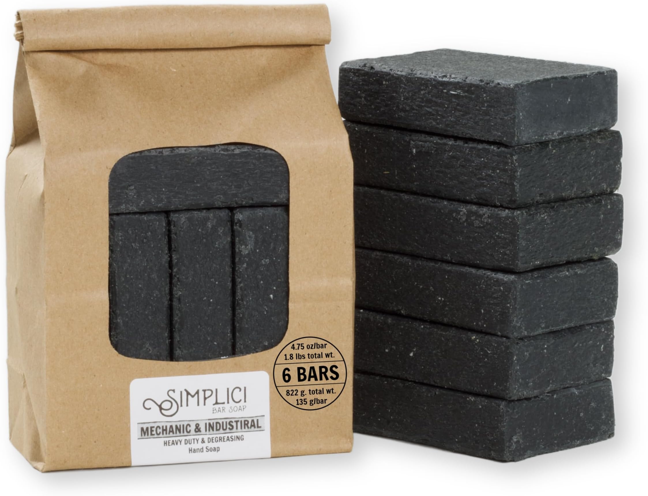 Mechanical & Industrial Natural Soap (exfoliating + pure essential oils) 6 Bar Value Bag. Palm Free.