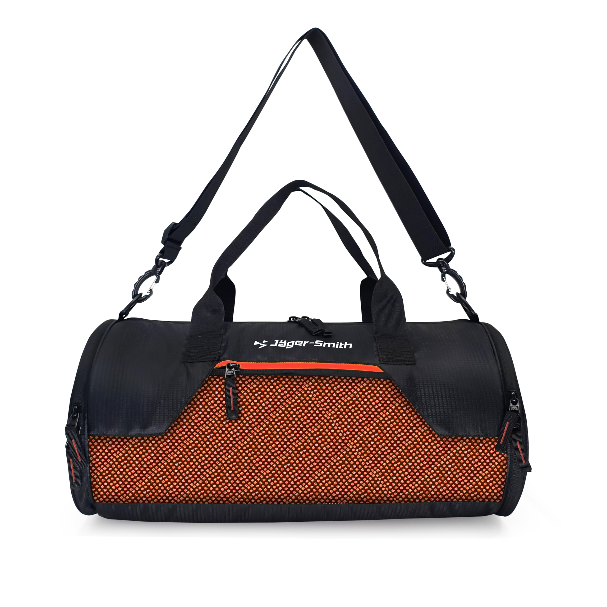 Jager-Smith JSGB501(Black,Orange) Unisex Gym Bag with Shoe Compartment | Front Pocket with Bottle Holder-image-4