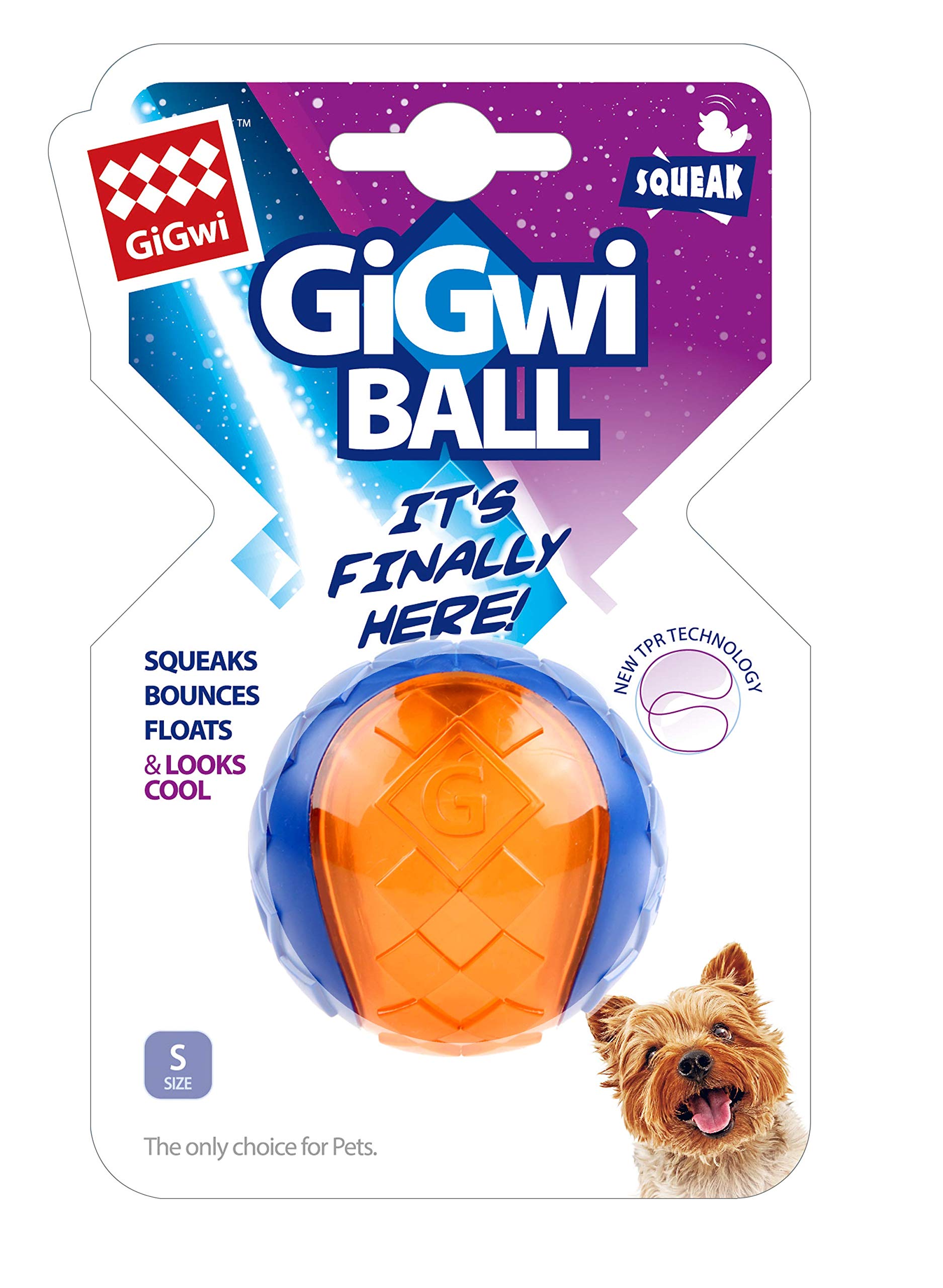 Squeaky Dog Ball for Fetch & Play, High Bounce, Floats, Durable Non-Toxic Rubber Balls for Dogs, Gentle on Teeth & Gums, Dog Toy Suitable for Puppies & Small Breeds, Orange, Small