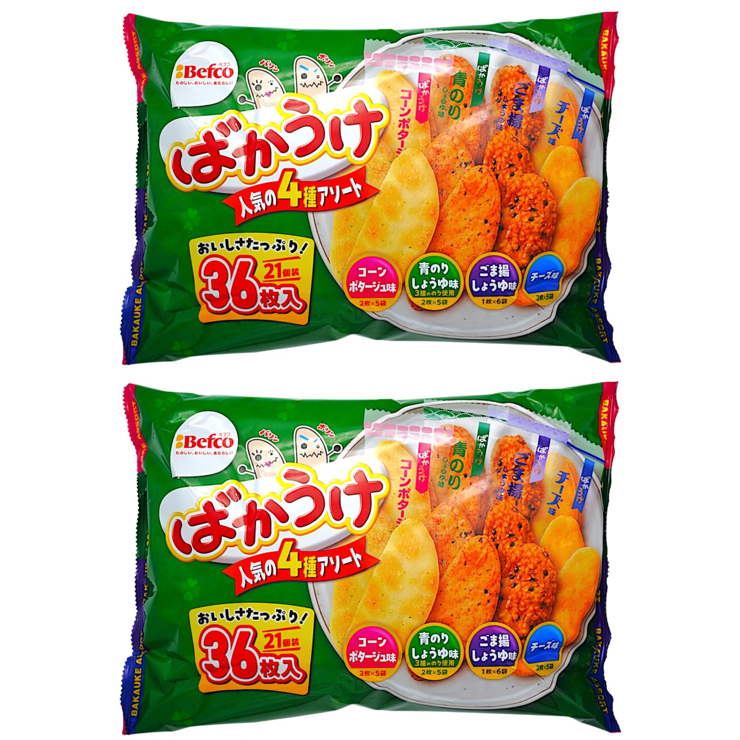 Amazon.co.jp: 栗山米菓 ばかうけアソート 36枚 2袋 オリジナルカード