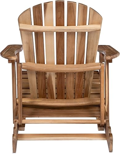 Miniatura 3 de Merax Sillas Adirondack plegables ajustables de madera de acacia, con otomana retráctil para exteriores, silla reclinable para patio, jardín, patio,
