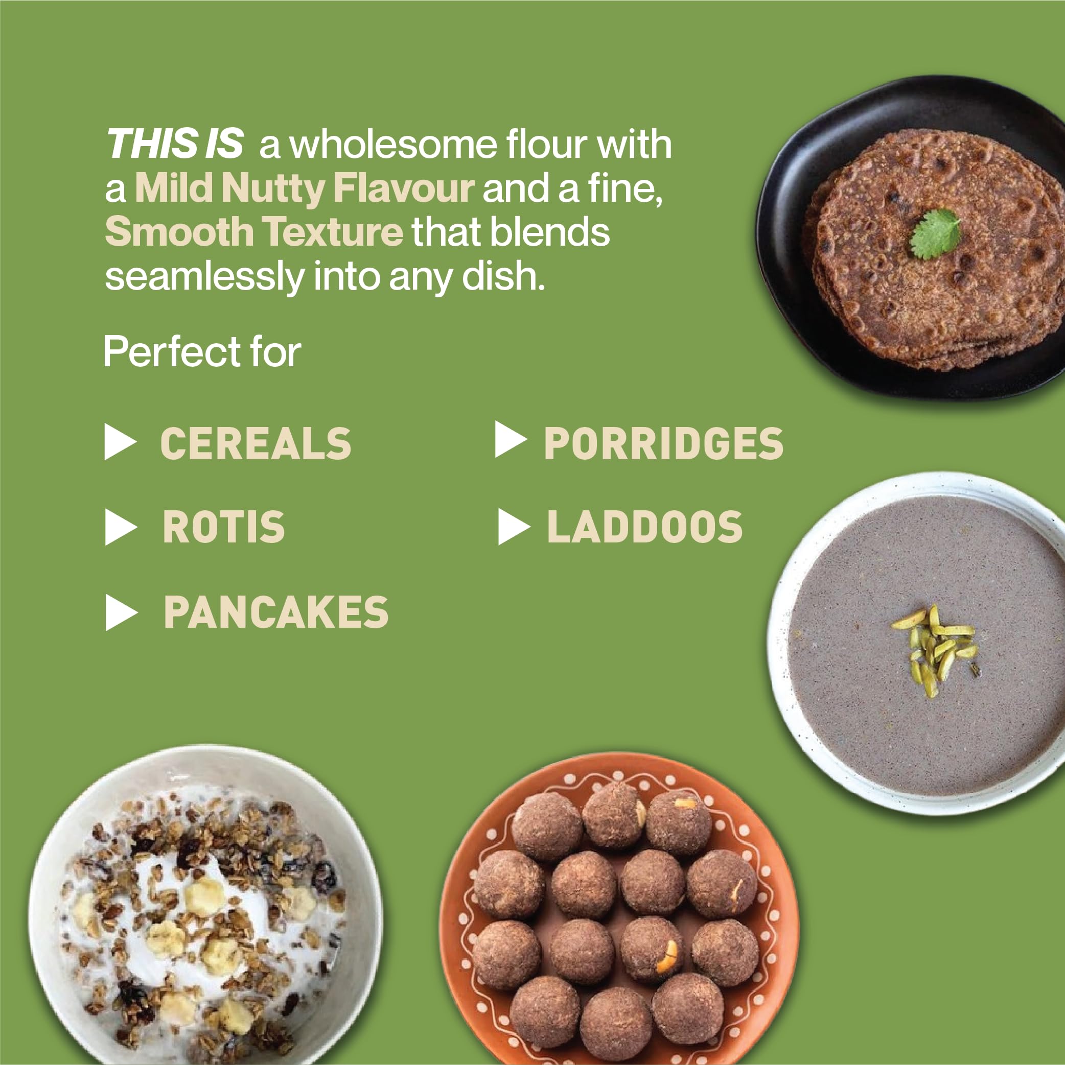 Zama Organics Sprouted Ragi Flour 1kg | Organically Grown Natural Nachni Atta | Gluten Free Finger Millet Flour | No Additives or Preservatives | Low Glycemic Index - Image 6 thumbnail