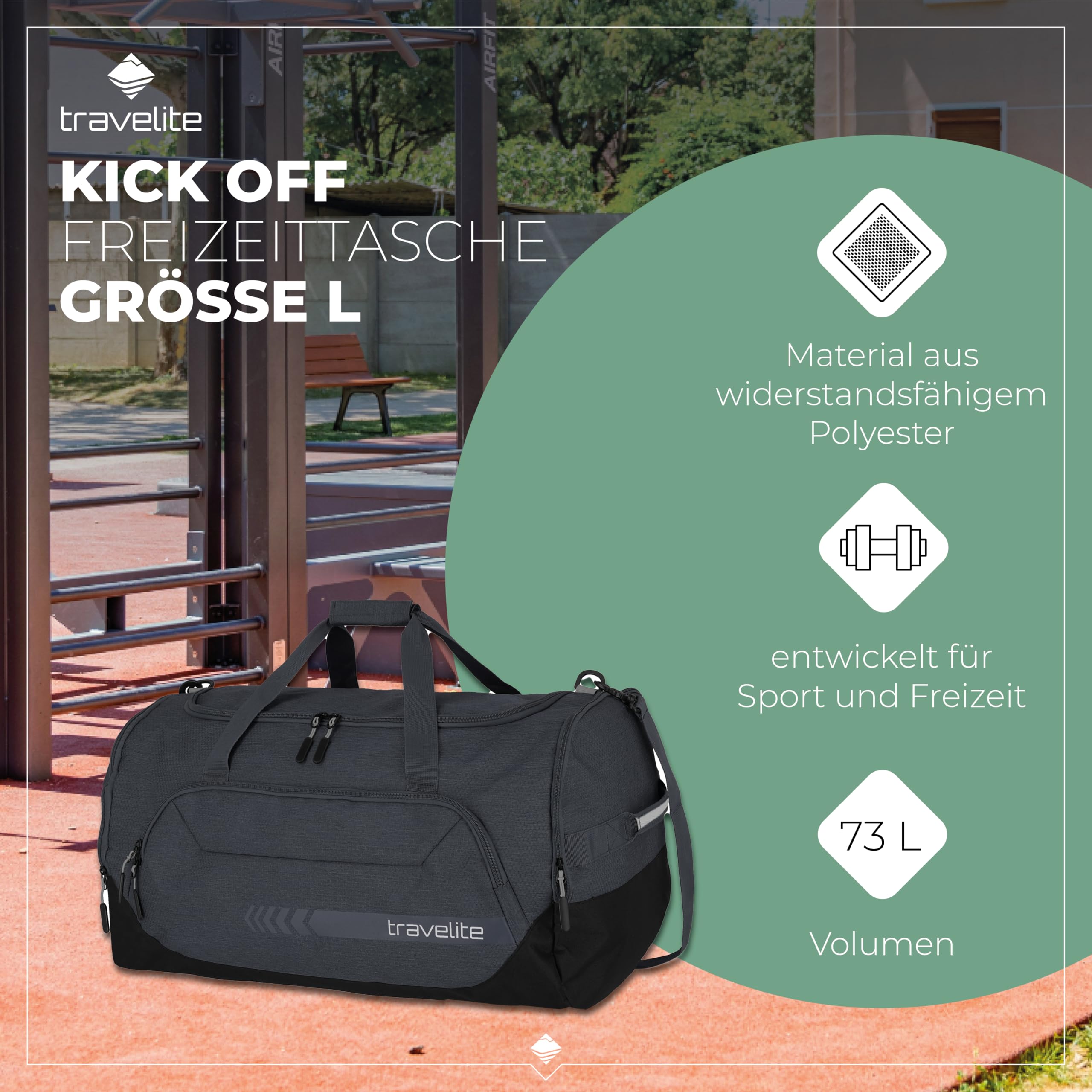 travelite Reisetasche groß, Kick Off, leichte Reisetasche für Urlaub und Sport, Schwimmbad, Klinikaufenthalt, 60 cm, 73 Liter