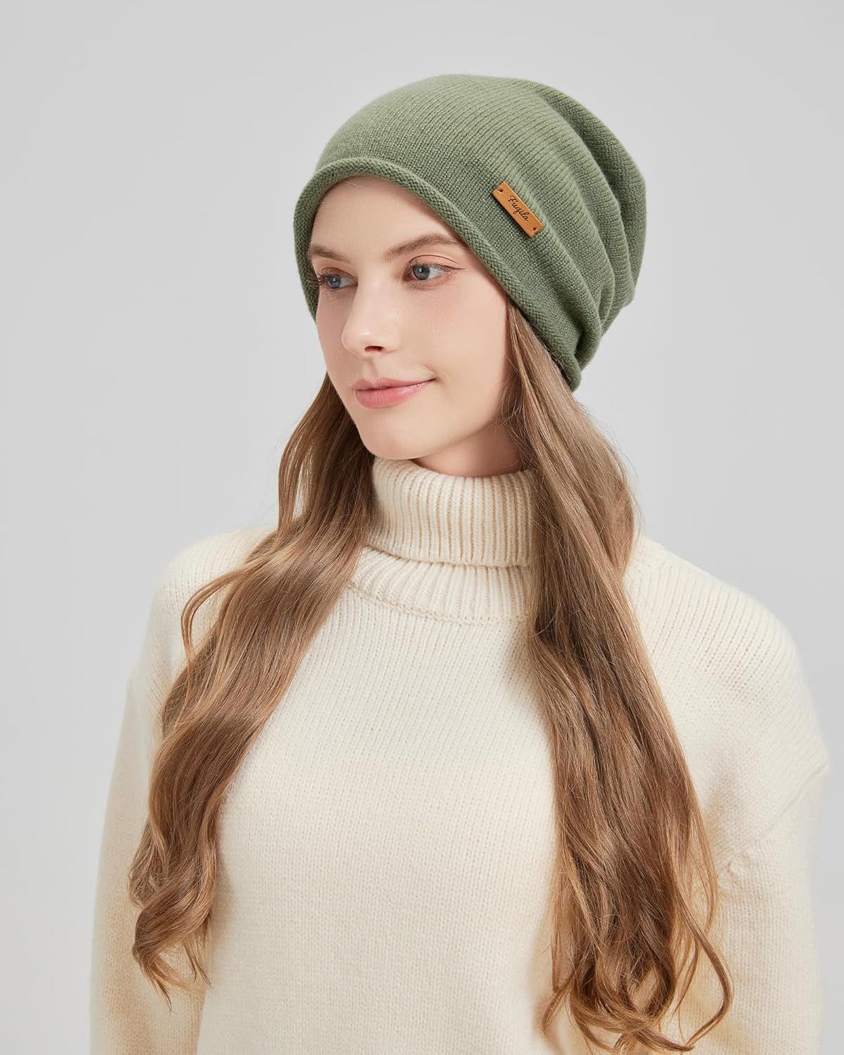 FUQILA 100% Merino Wool Slouchy Beanie Hat, Women Warm Winter Caps Soft, Ladies Breathable & Cozy Stretchy Knitted Skull Cap - Image 4