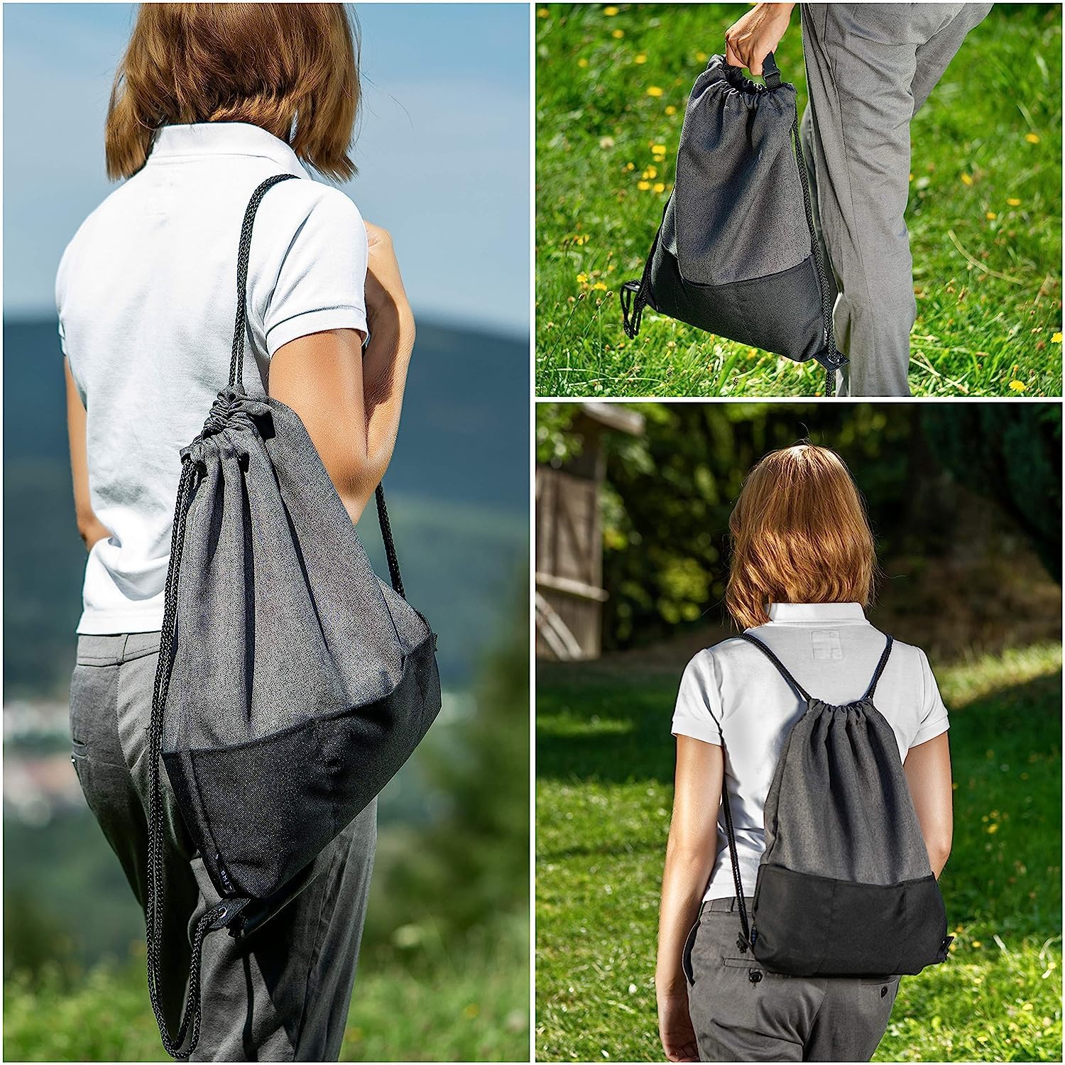 Zamboo Borsa Passeggino Universale - Borsa Organizer Passeggino con Ganci per Maniglione - Borsa Carrozzina Neonato - Grigio Nero