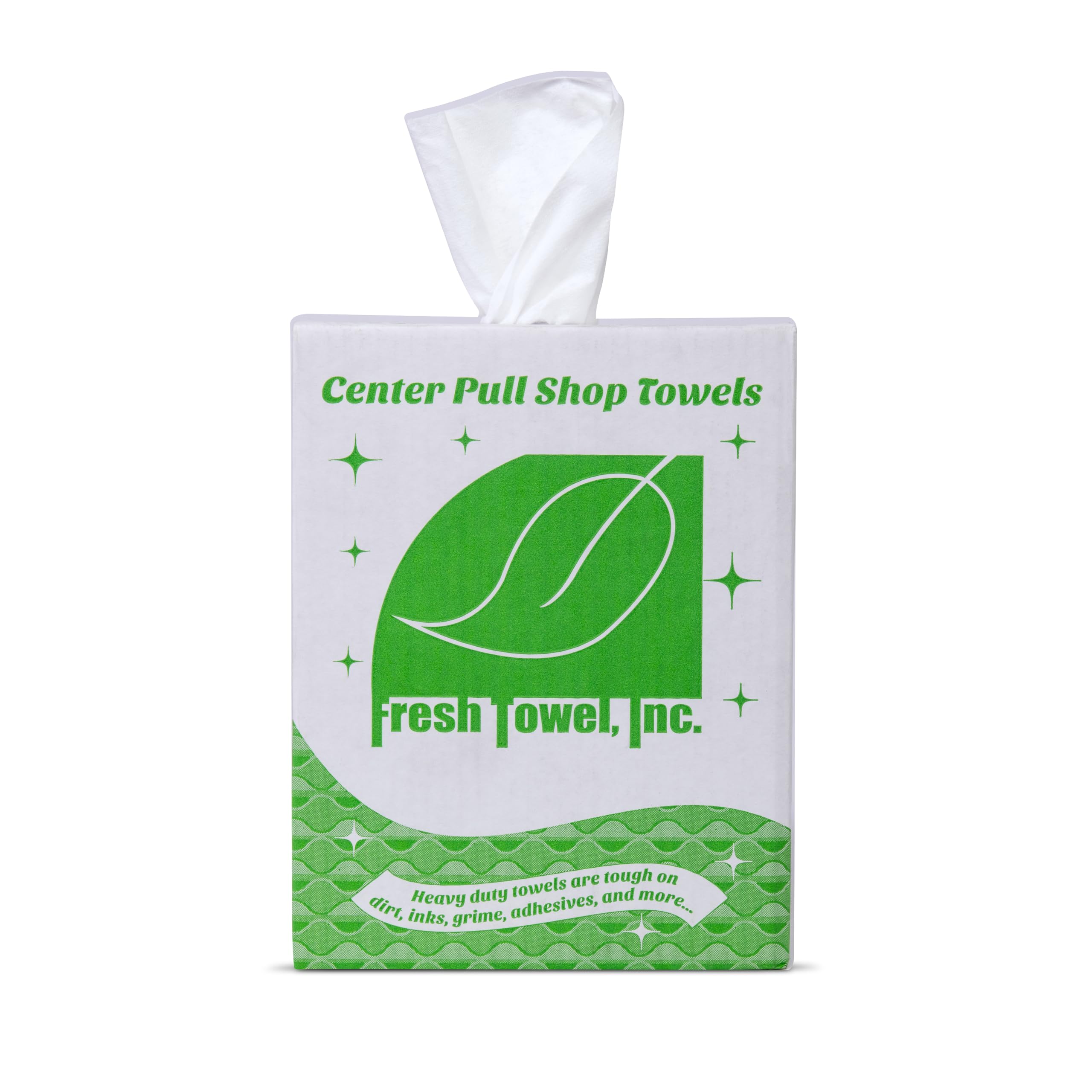 Fresh Towel Ultra Strong Center Pull Shop Towels - (1 Box of 300) Disposable Cleaning Towels - White, 9 x 12 inches - FT500