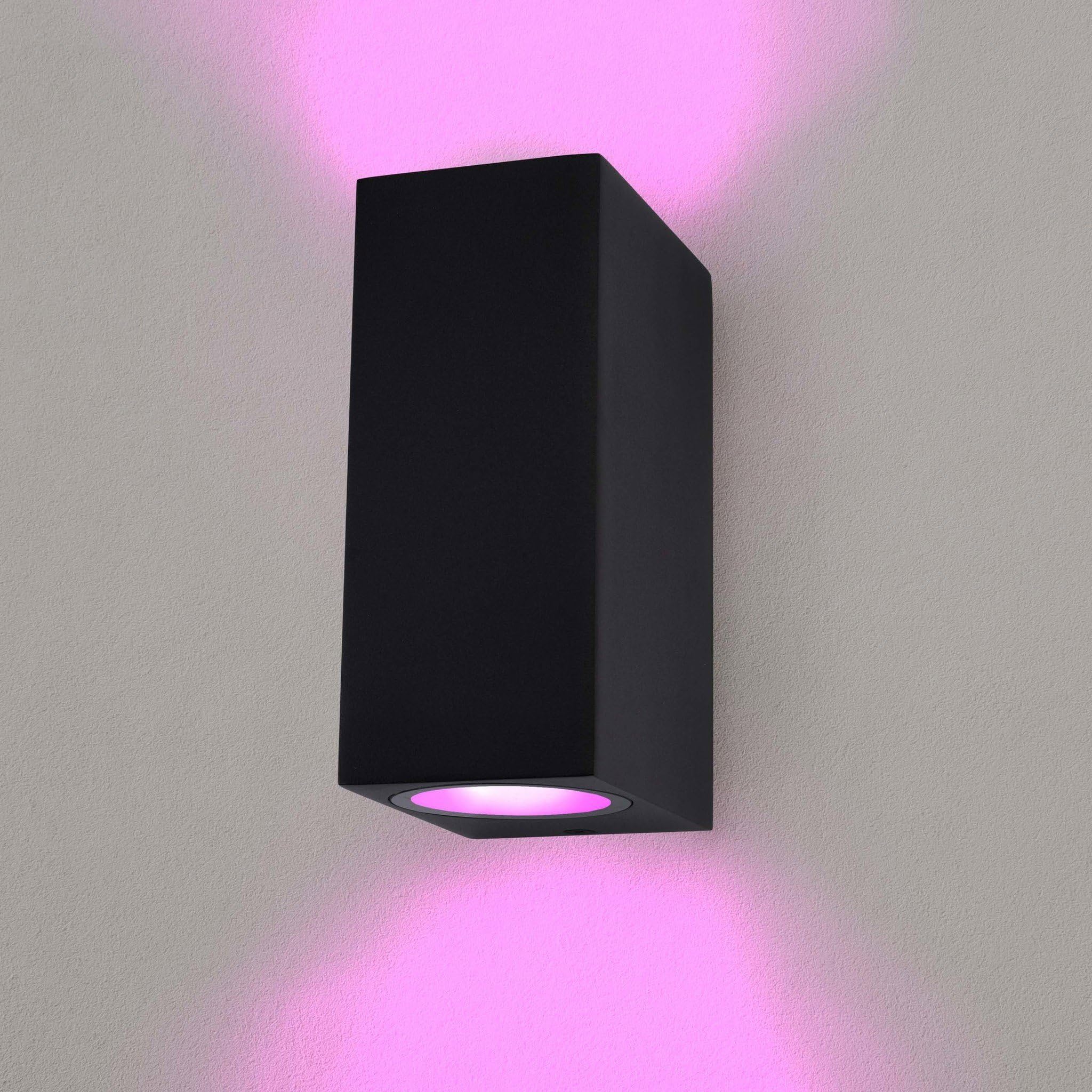 Ledvion - SMART LED Wall Light Cube, RGBWW, IP54, Black, Indoor/Outdoor, Outdoor Lamp, Garden Lighting