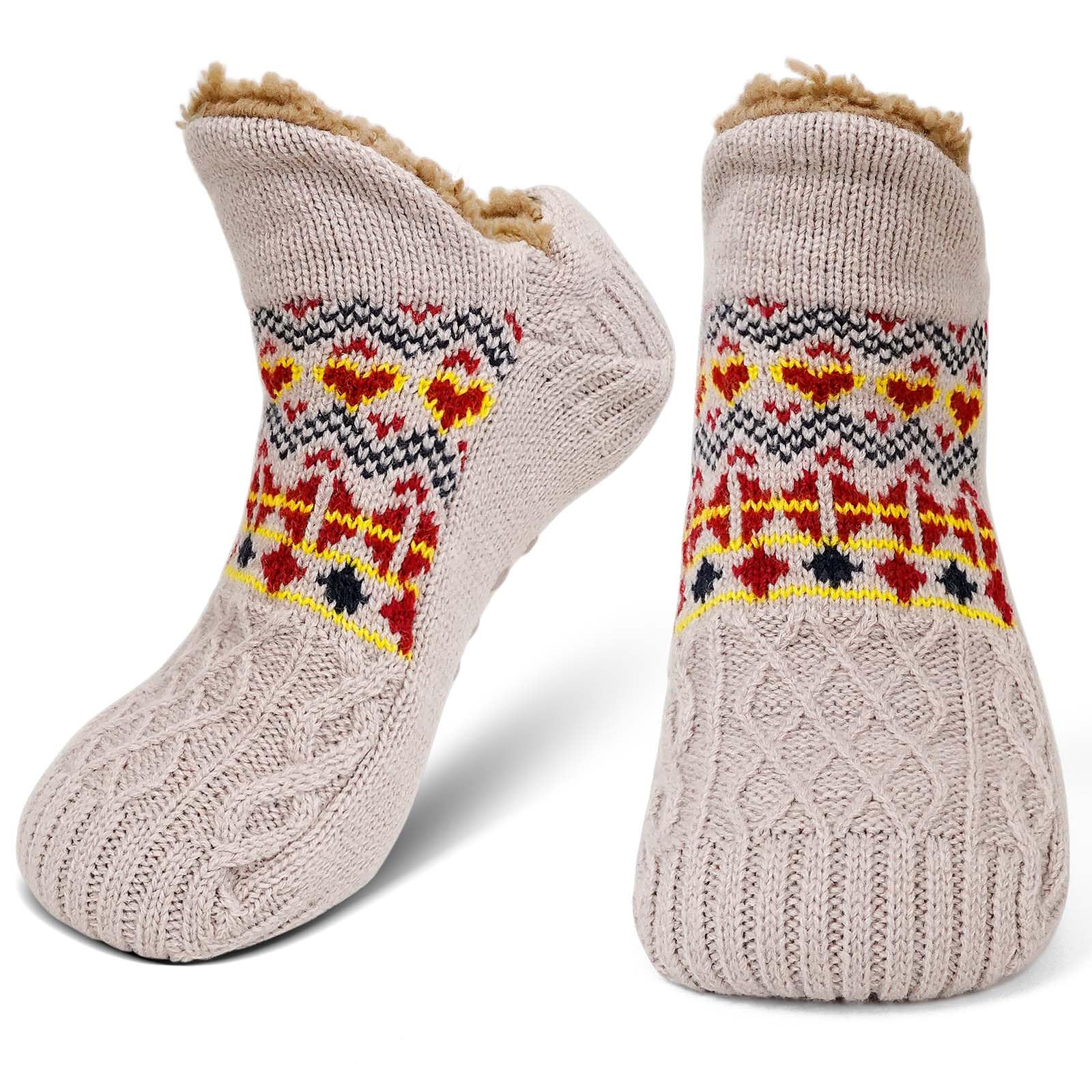 LOFIR Haussocken Hausschuhe Socken für Herren: Winter Warme Kuschelsocken für Männer Weihnachtssocken Stoppersocken Dicke Hüttensocken ABS mit Noppen Flauschige Wintersocken 1 Paar 39-46