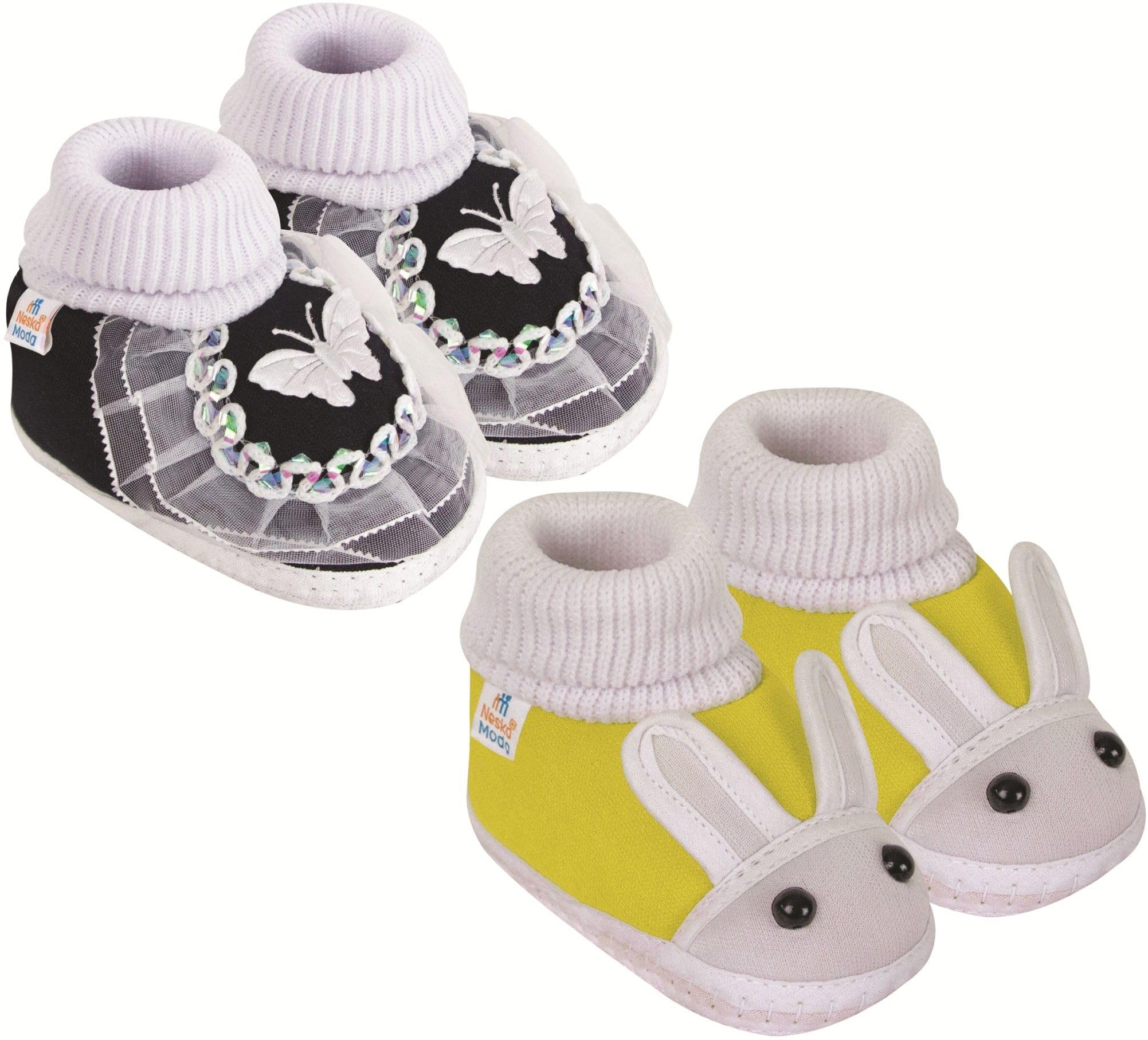 12 To 18 Months Baby Boys & Baby Girls 2 Pair Combo Cute Soft Cotton Pre-walker Booties (Black,Yelow)-BT1141andBT1182-image-15