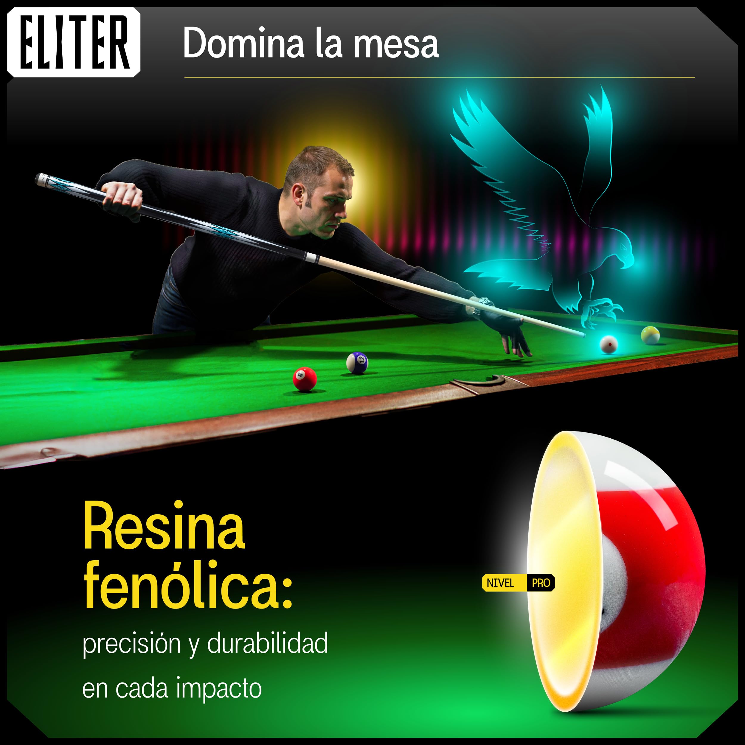 Juego de Bolas de Billar de Resina Fenólica – 16 Bolas de Billar 2-1/4 Pulgadas (57,2 mm) con Bola Blanca para Mesas de Billar Estándar