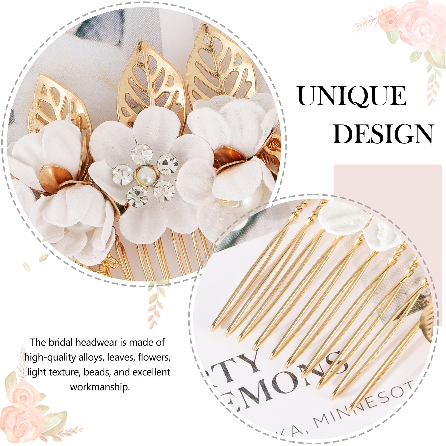 Ainelure Hair Accessories for Women, 8pcs Hair Pins Bride Flower Hair Pearls, Bridal Wedding Hair Accessories for Women Girls Gifts - Image 2