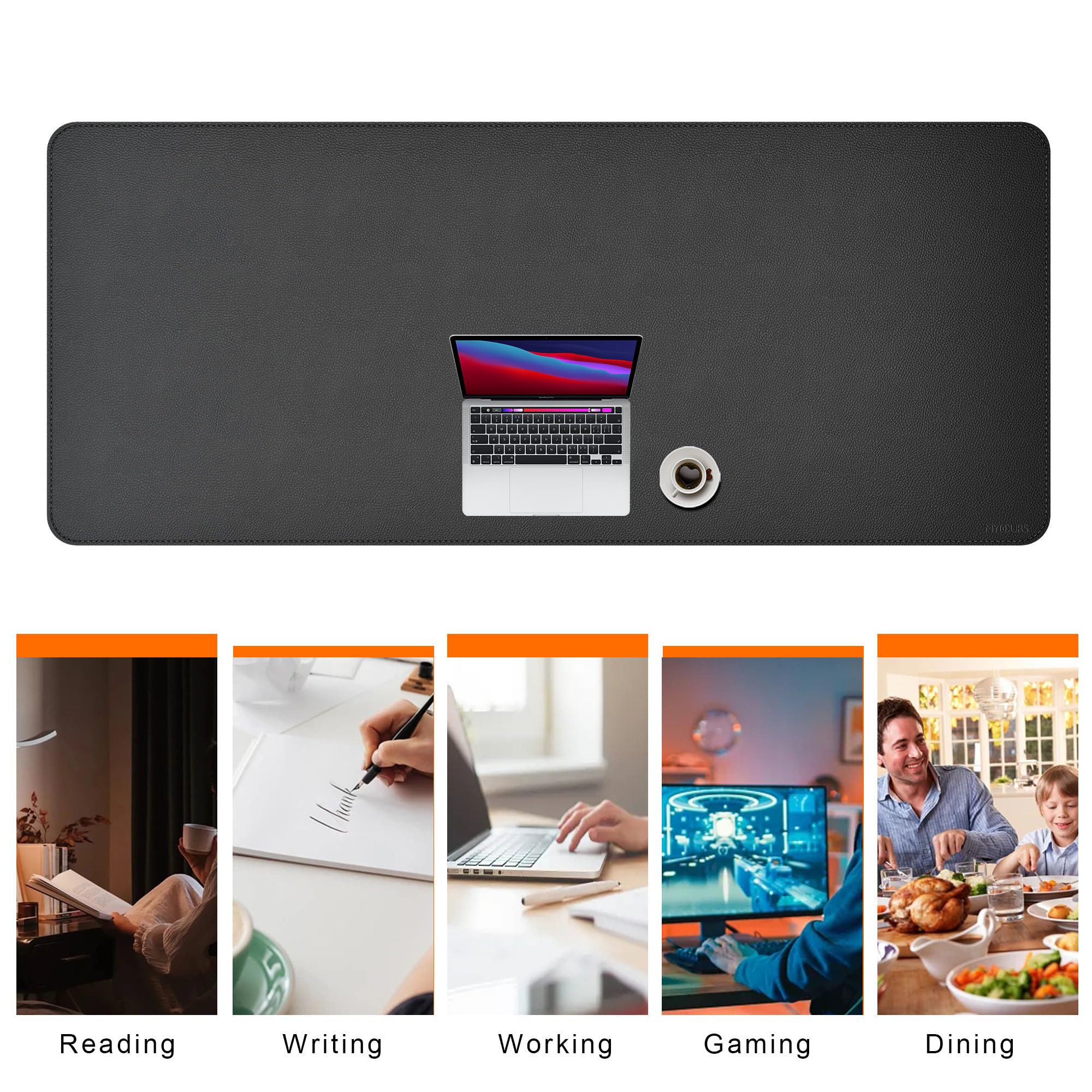 Mydours Super Large 190x80cm Schreibtischmatte, Desktop Computer Desk Mat, Mauspad für Home Office & Computerarbeitsplatz, Extra Mauspad für Stehpult (Schwarz)
