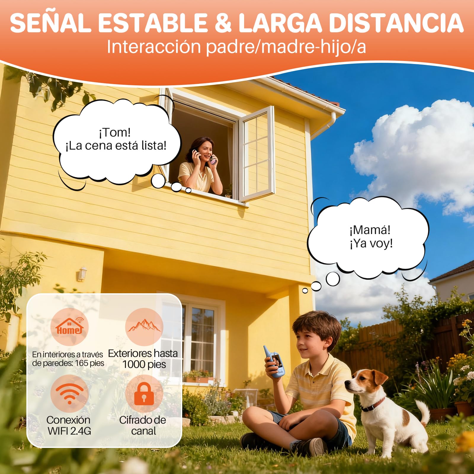 FUNYKICH Walkie Talkie de Video para Niños 3-12 Años(Paquete de 2), Walkie Talkies Recargable con 6 Efectos de Voz, Largo Alcance 350M, Regalo Ideal Cumpleaños, Hogar,Exterior,Patio,Senderismo — view 3