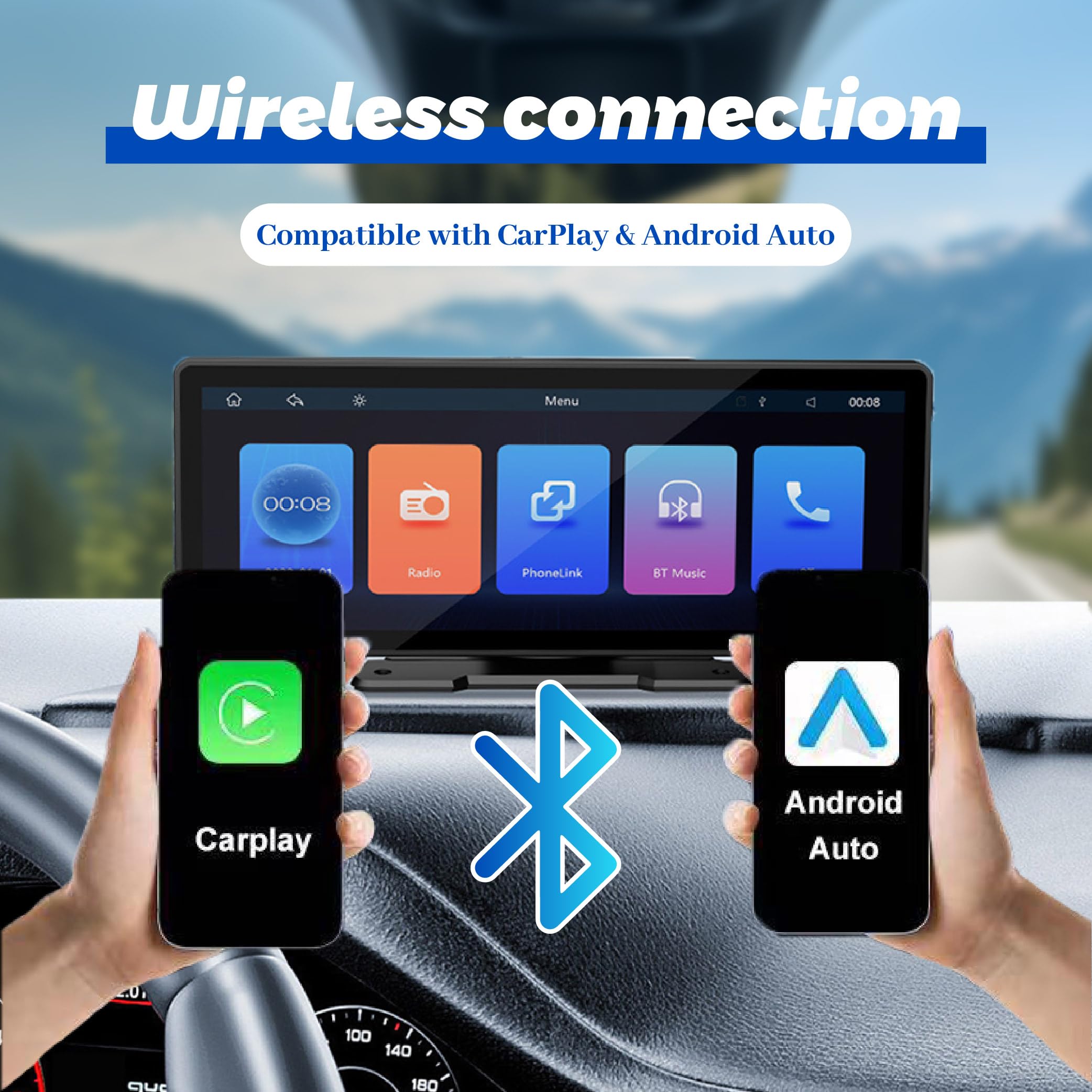 JUZELY Carplay Voiture pour Citroen AMI 2020-2023, CarPlay Voiture & Android Auto sans Fil,sans Fil avec Caméra de Recul 10.26" Écran Tactile