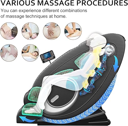 Miniatura 5 de Silla de masaje con conexión de dientes azules y altavoz, reclinable con gravedad cero con presión de aire de cuerpo completo, fácil de usar en casa