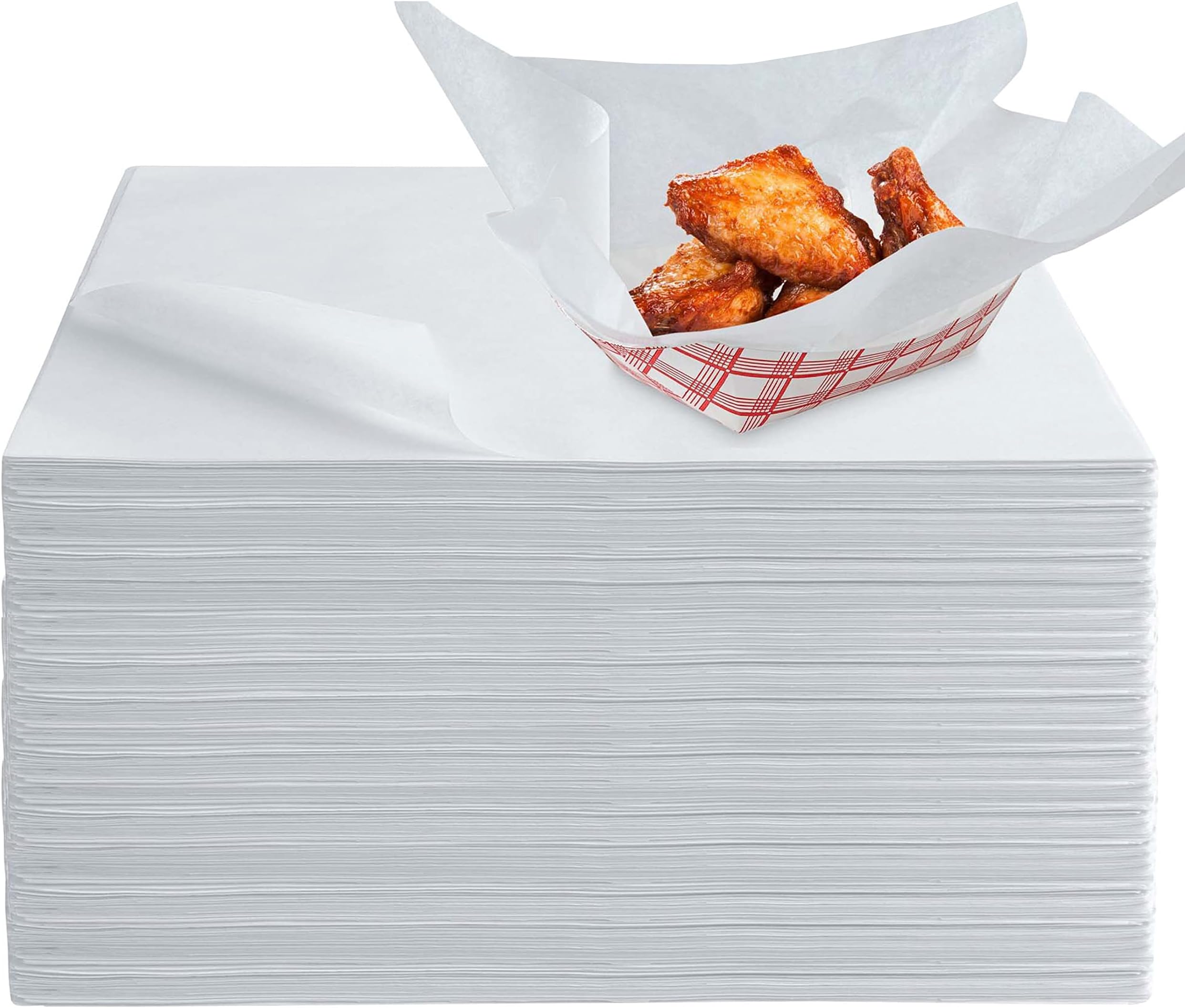 (250 Count) 12x12 White Wax Paper Sheets for Food, Basket Liners, Sandwich Wrap Squares, Burger Wraps, Waxed Deli Wrappers for Burrito Wrapping, Basket Liner, Deli Paper Sheets - Stock Your Home