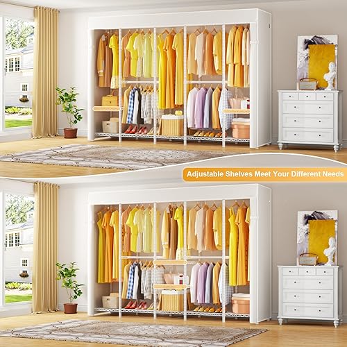 Miniatura 4 de H50C Perchero Extra Grande de Ropa con Cubierta, Armario Portátil Independiente, Percheros de Ropa Cubiertos para Colgar Ropa, Perchero de