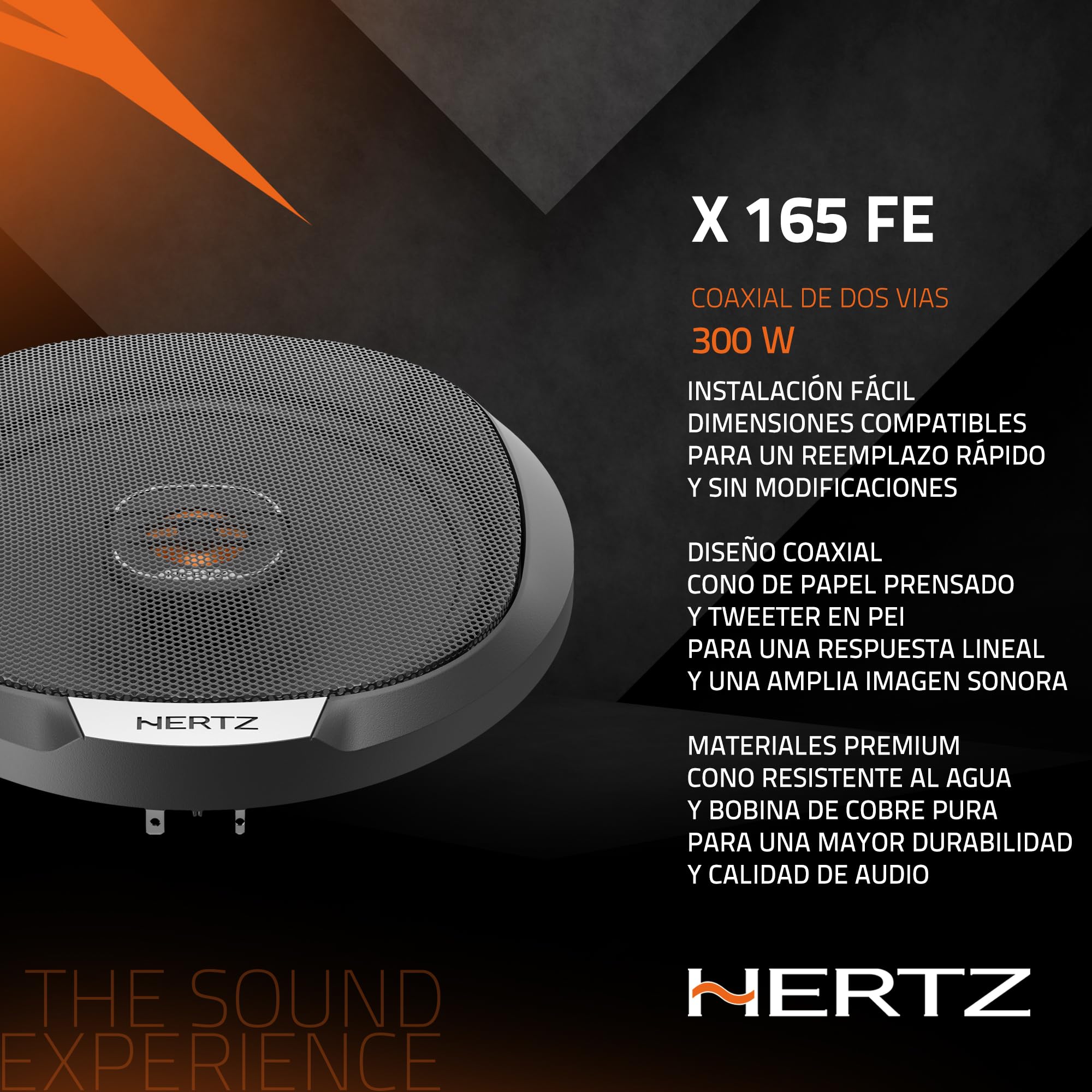 Hertz X 165 Fan Edition - Altavoz coaxial de 2 vías de 165/170 mm, Pico de 200 W, 50 W RMS, 4 ohmios, Cono de Papel de Prensa Repelente al Agua, Tweeter Pei de 24 mm, fácil instalación