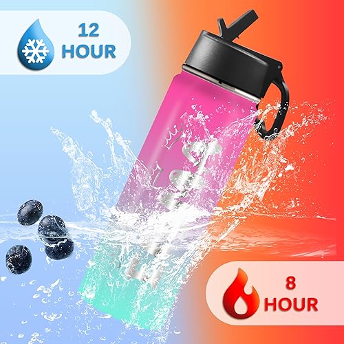 Miniatura 3 de YesCustom Botella de agua personalizada para niños con tapa de pajilla, botella de agua deportiva de acero inoxidable personalizada con nombre o