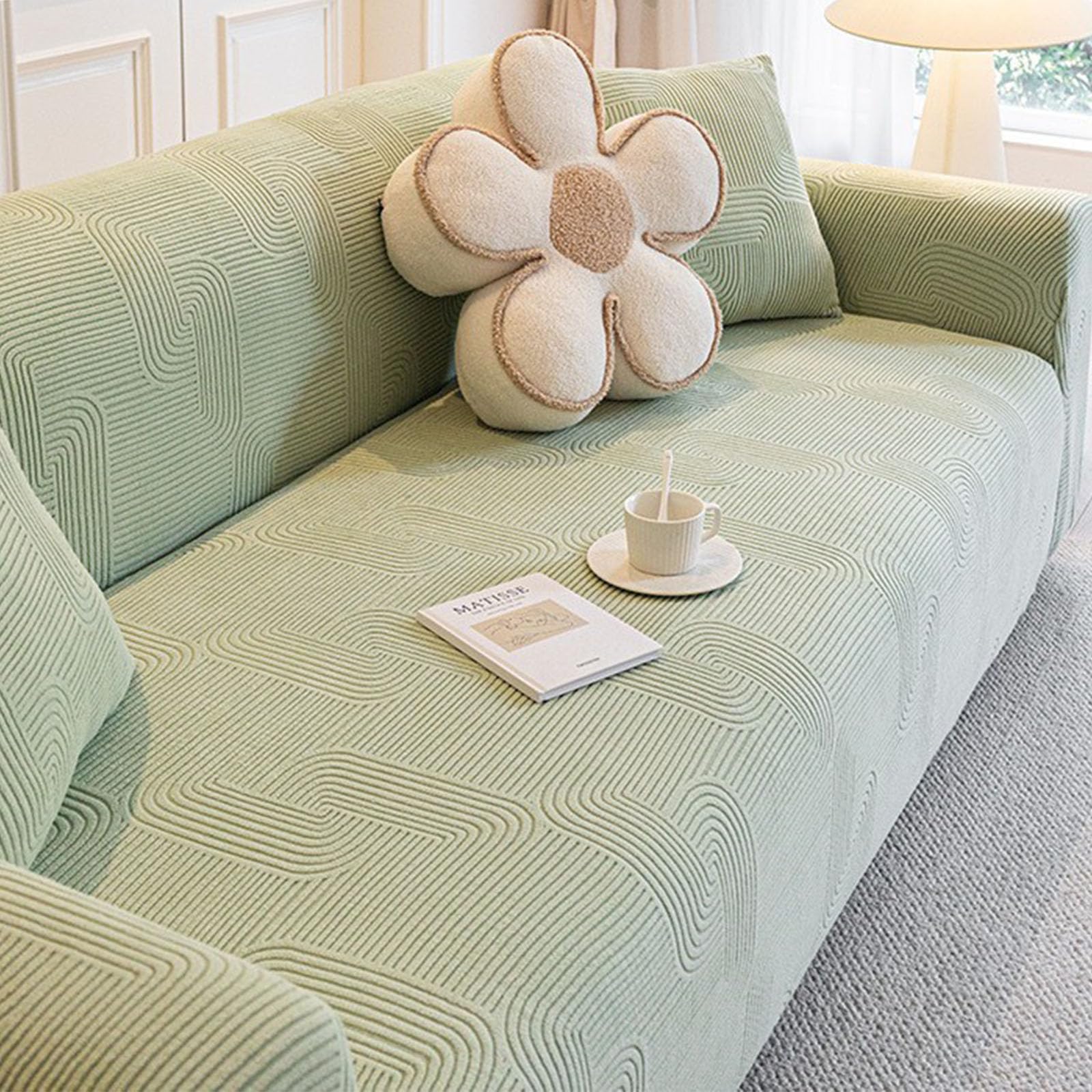 Housse de canapé premium 3 places en tissu élastique haute résilience pour salon