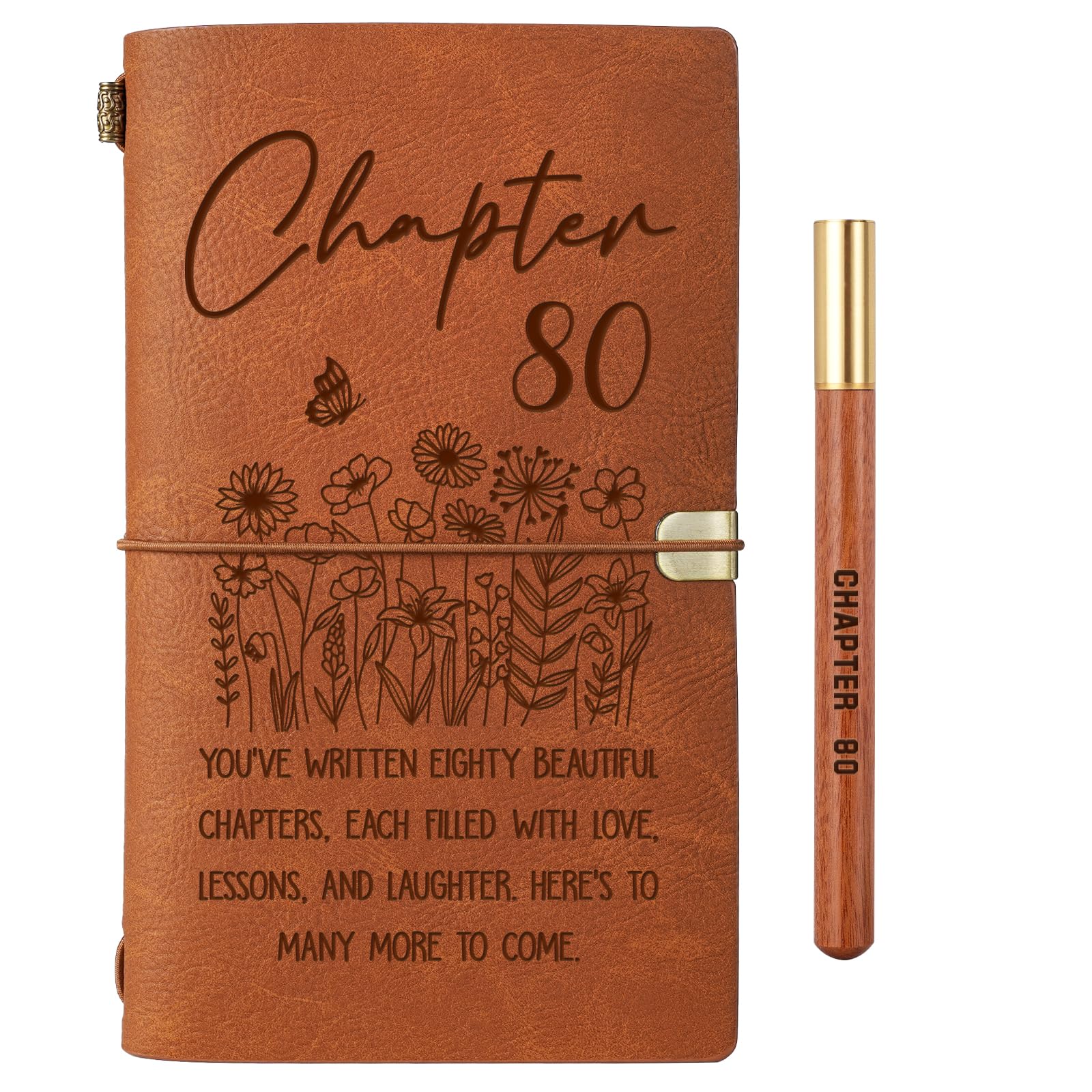 80th Birthday Gifts for Women Men, Notebook, 80th Birthday Gifts, Leather Journal Notebook Pen Set, Journal Notebook For Mum Dad Bestie Friend Sister Wife Colleague, 80 Year Old Birthday Gift Ideas