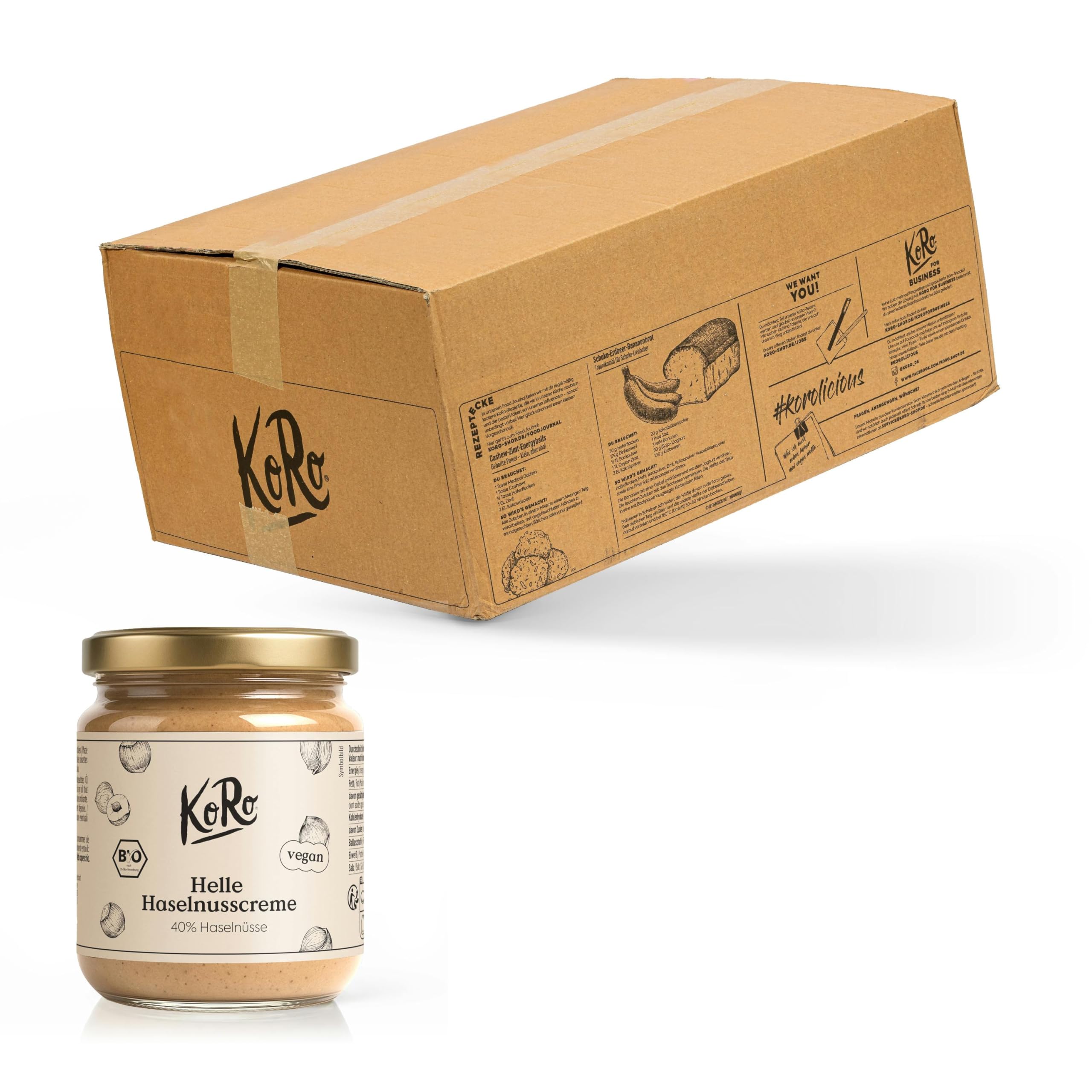 KoRo - Helle Bio Haselnusscreme 6 x 400 g- 40% italienische Haselnüsse - Vegan - Ohne Palmöl