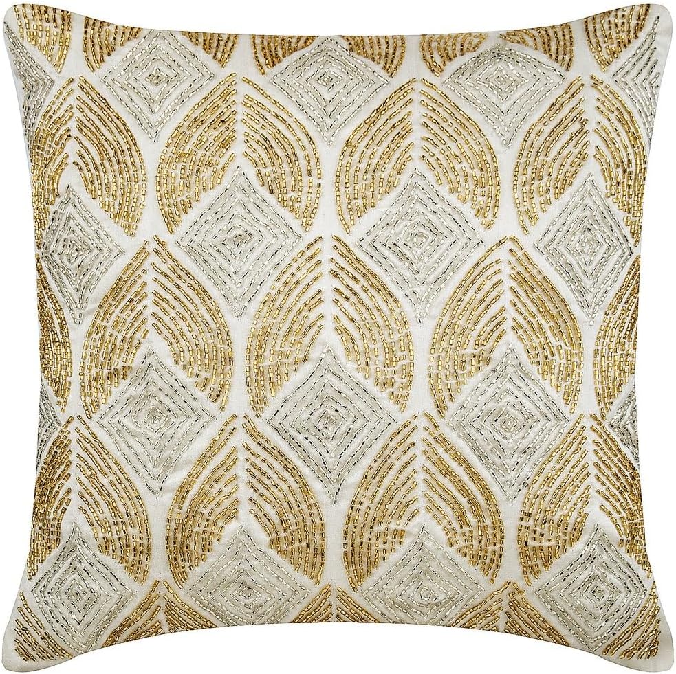 The HomeCentric Pillow Cover, Blue Pillow Covers for Couch 16x16 inch (40x40 cm) Silk Throw Pillow Covers, Geometric, Arabic, Pattern, Lattice, Trellis, Beaded, Contemporary Easter - Moroccan Blue