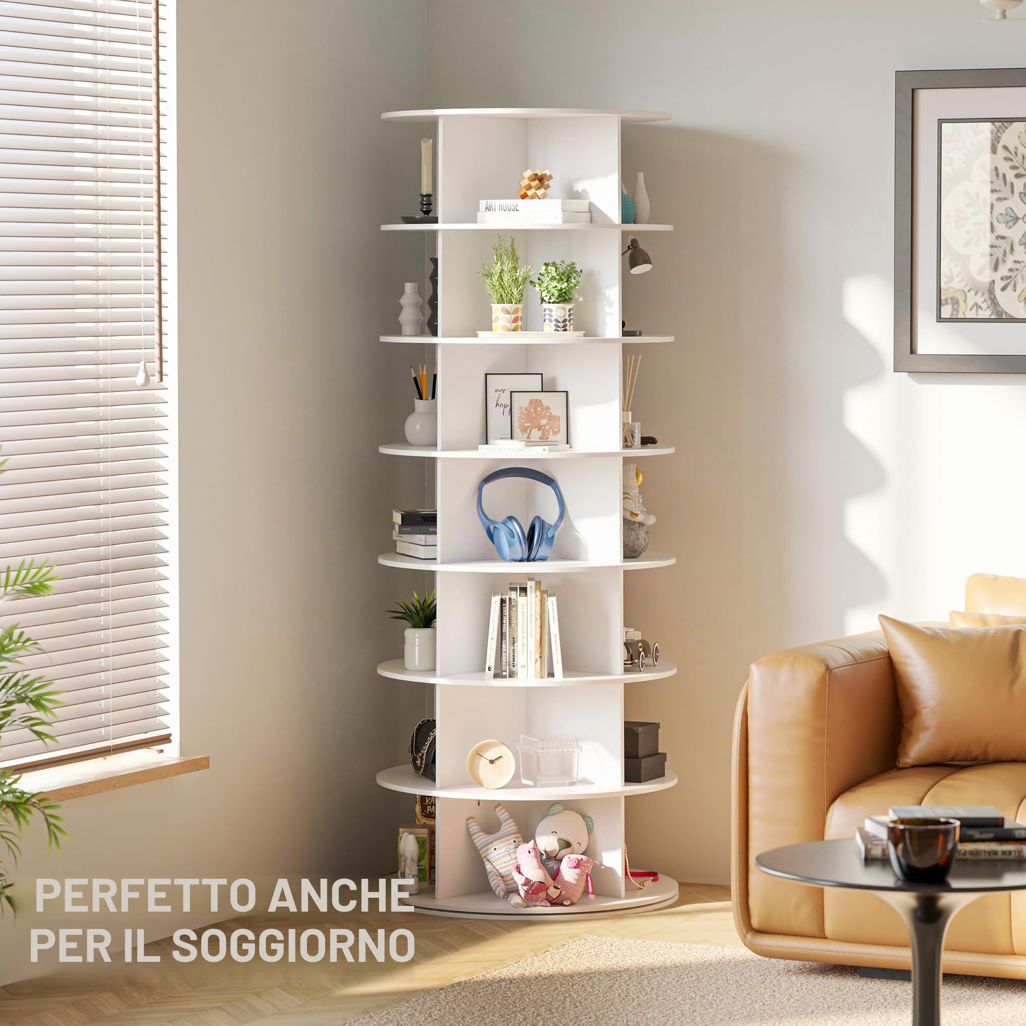 SpaceAid Scarpiera rotante Torre a 7 ripiani, Espositore per scarpe girevole Lazy Susan, Scarpiera girevole a 360° per riporre scarpe Giostra rotonda, Organizzazione verticale per borsette e scarpe