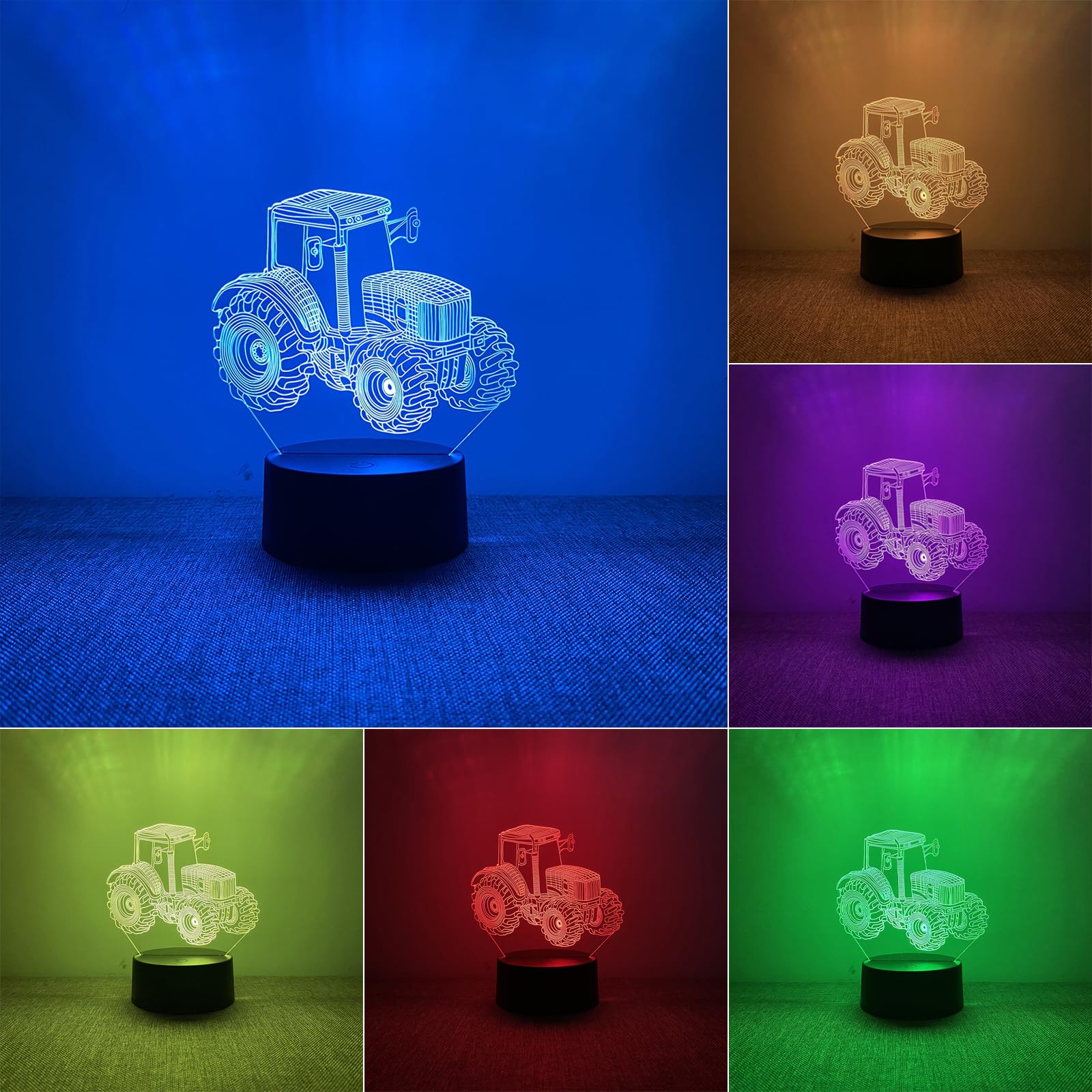 BIRBANN Truck 3D Nachtlicht Traktor Modell Lampe mit 7 Farbwechsel, Nachtlicht für Kinderzimmer, Cute Lamp & Nachtlampe Kinder, Zimmer Deko für Jungen & Mädchen, Cadeau mit Truck Design