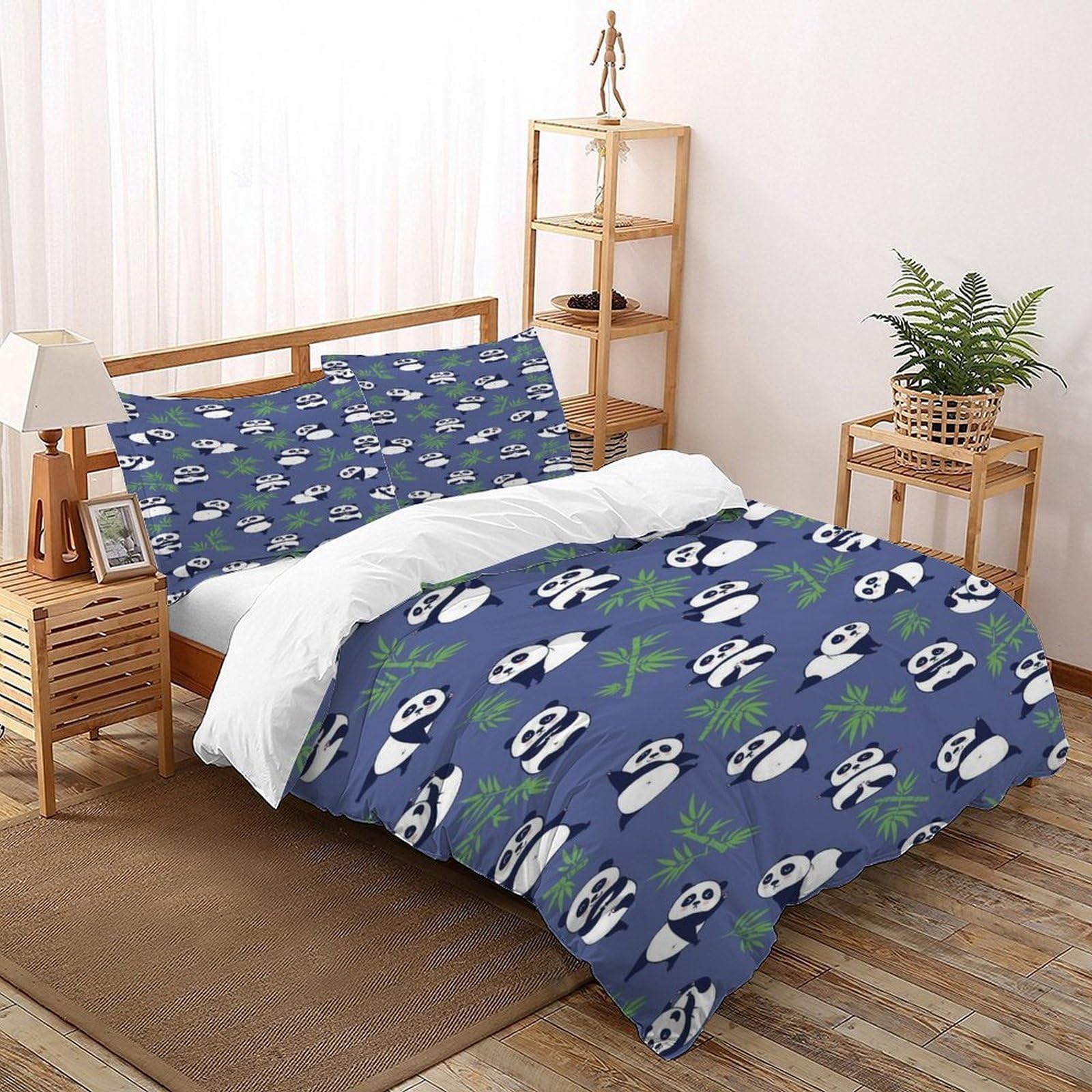 Housse de couette panda avec fermeture éclair pratique microfibre