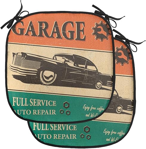 Miniatura 68 de Lunarable Cojín retro para silla, dibujo de chica a la moda en tierra primavera campo margaritas arte, acolchado de asiento para cocina y patio con