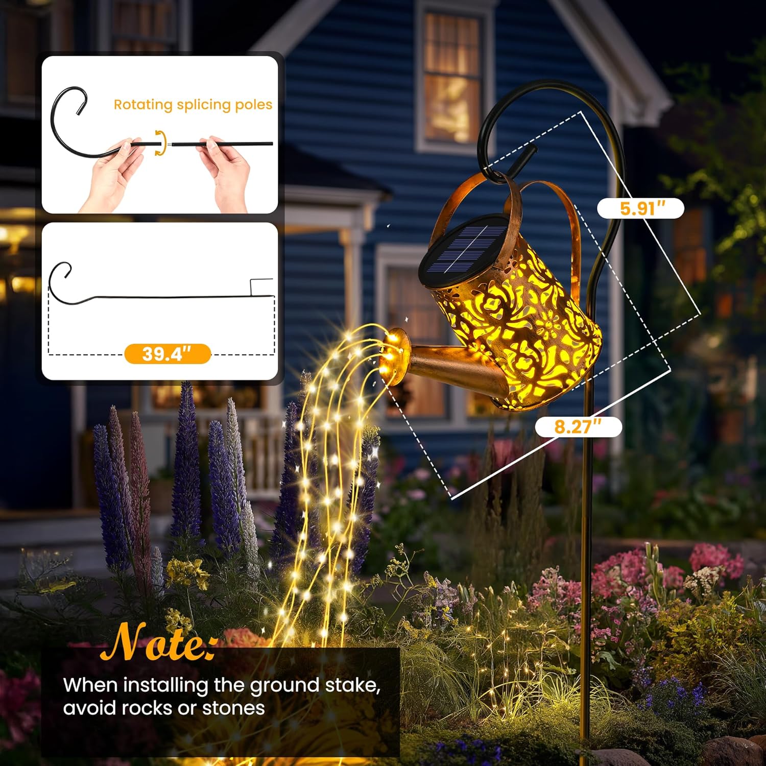 Solar Lights Outdoor Decor, Perfect Gardening Gift for Mom Women Grandma, Thoughtful Birthday Present, Hanging Lanterns Watering Can Lights for Garden, Yard, Porch, Patio Backyard Decoration