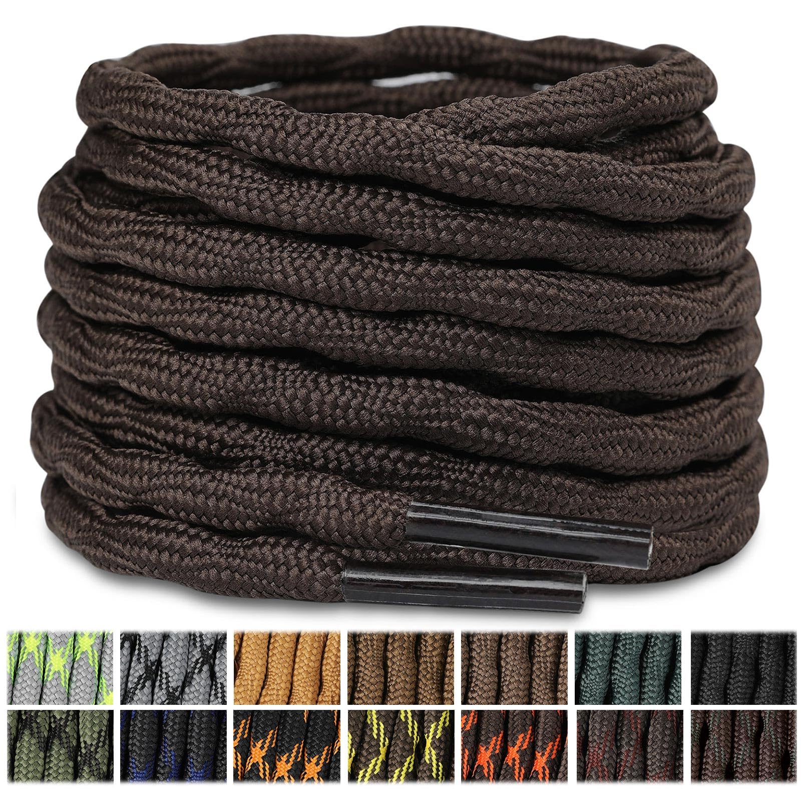 Stepace 2 Pares Cordones Redondos 4,5mm para Botas de Senderismo, Montaña y Trabajo, Cordones de Nylon Resistentes para Trekking — view 32