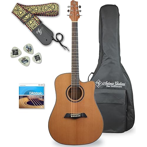 Antonio Giuliani Acoustic Guitar Bundle (DN-2) - Dreadnought Guitar with Case, Strap, Strings and Accessories