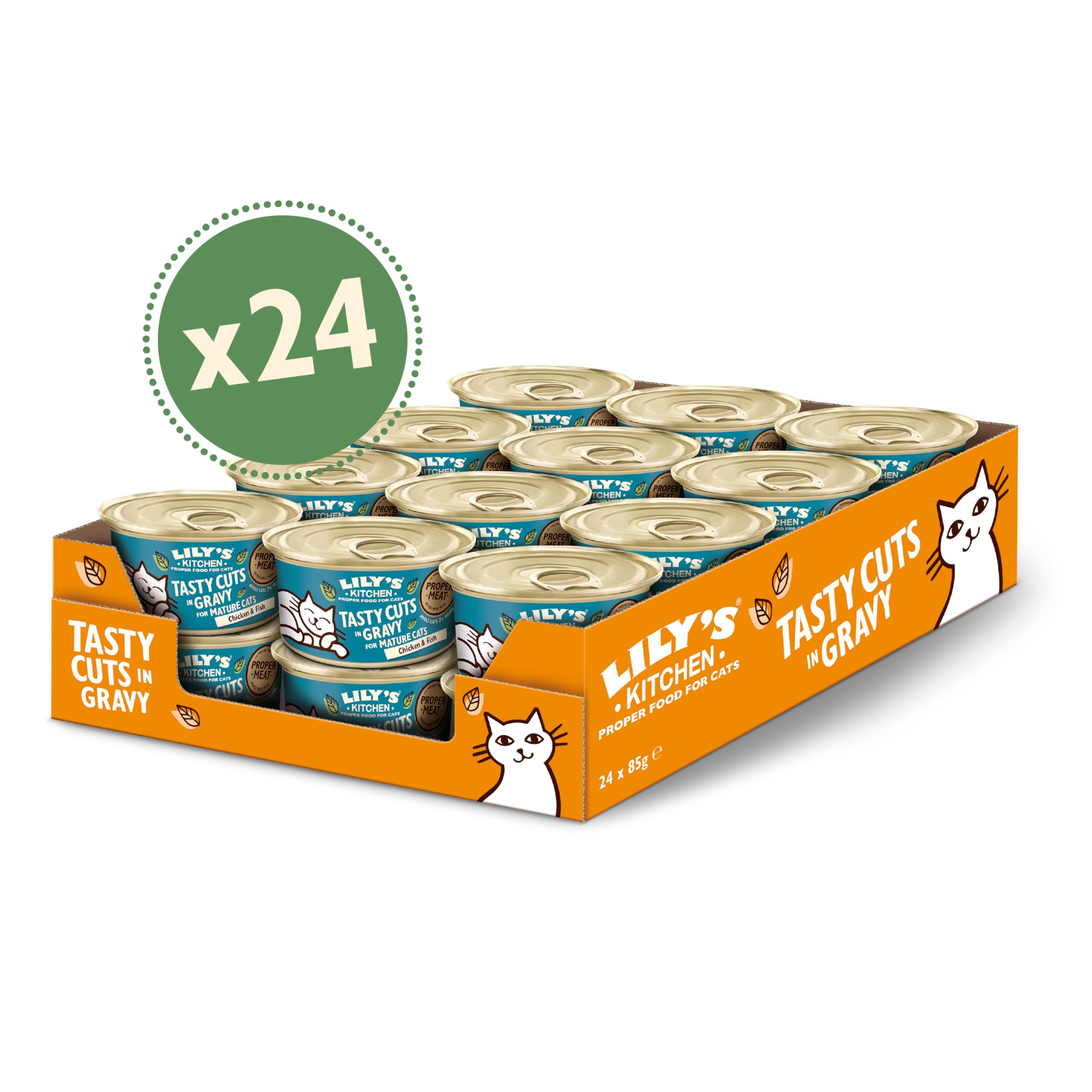 Lily's Kitchen Wet Cat Food for Mature Cats 24 x Tins (85g) - Ricetta per gatti senior con pollo e pesce