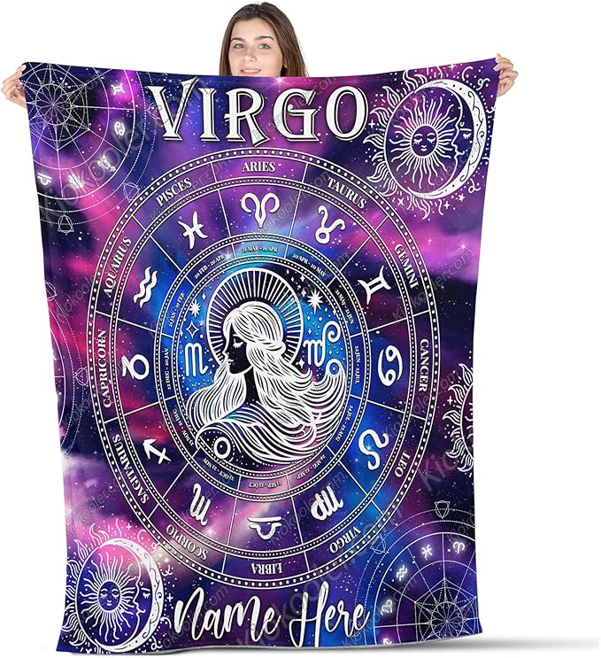 Virgo Personalized Zodiac Throws Blanket Comfort Warmth Soft Cozy Blanket Fleece Blanket Couch Blanket, Zodiac Blanket, Blanket for Gifts, Zodiac Gift
