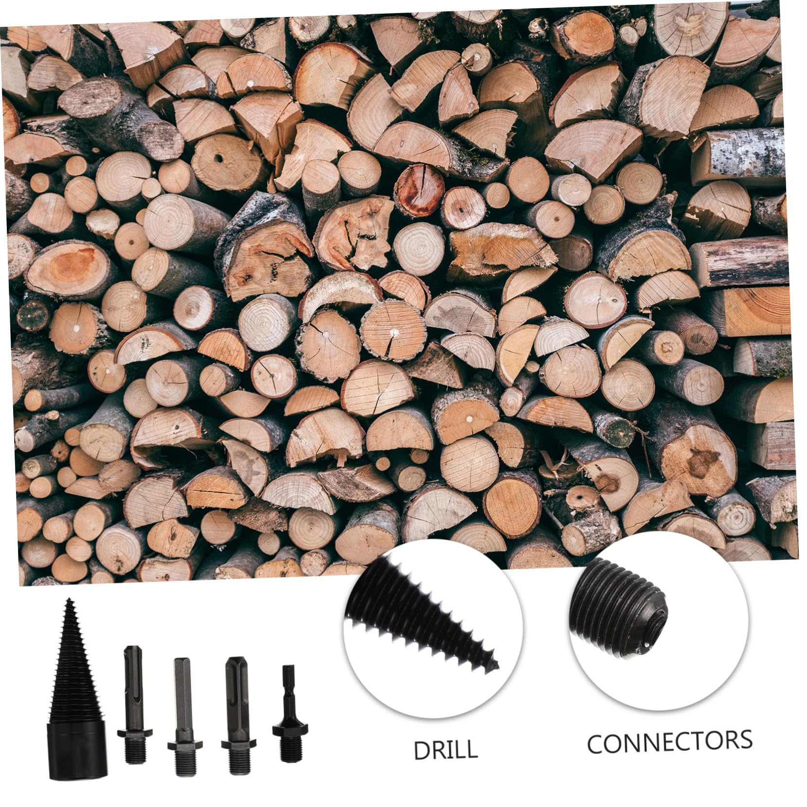 Housoutil Punta Spaccalegna per Trapano, Wood Splitter in Acciaio, 5 Pezzi, Antiscivolo, per Legna da Ardere e Campeggio, Uso Confortevole