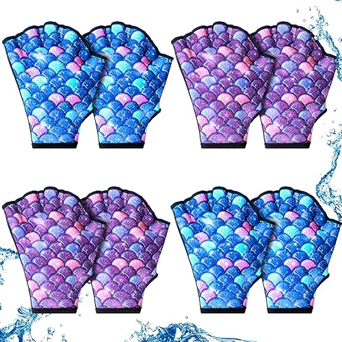 Miniatura 1 de Jenaai 4 Pairs Swim Gloves Webbed Aquatic Gloves Fingerless Water Gloves Water Resistance Swimming Training Equipment for Aerobics Fitness Women Men