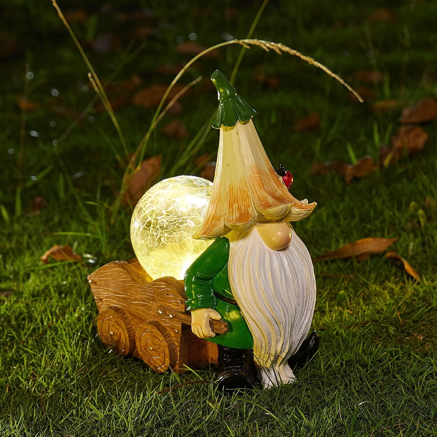 Solar Traveling Gnome with Light Up Cargo, Adorable Gardens